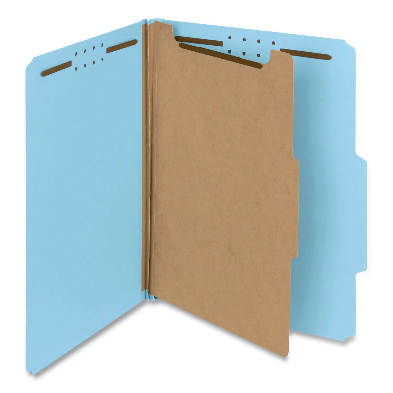 Recycled Pressboard Classification Folders, 2" Expansion, 1 Divider, 4 Fasteners, Letter Size, Blue Exterior, 10/Box Smead Flipcost