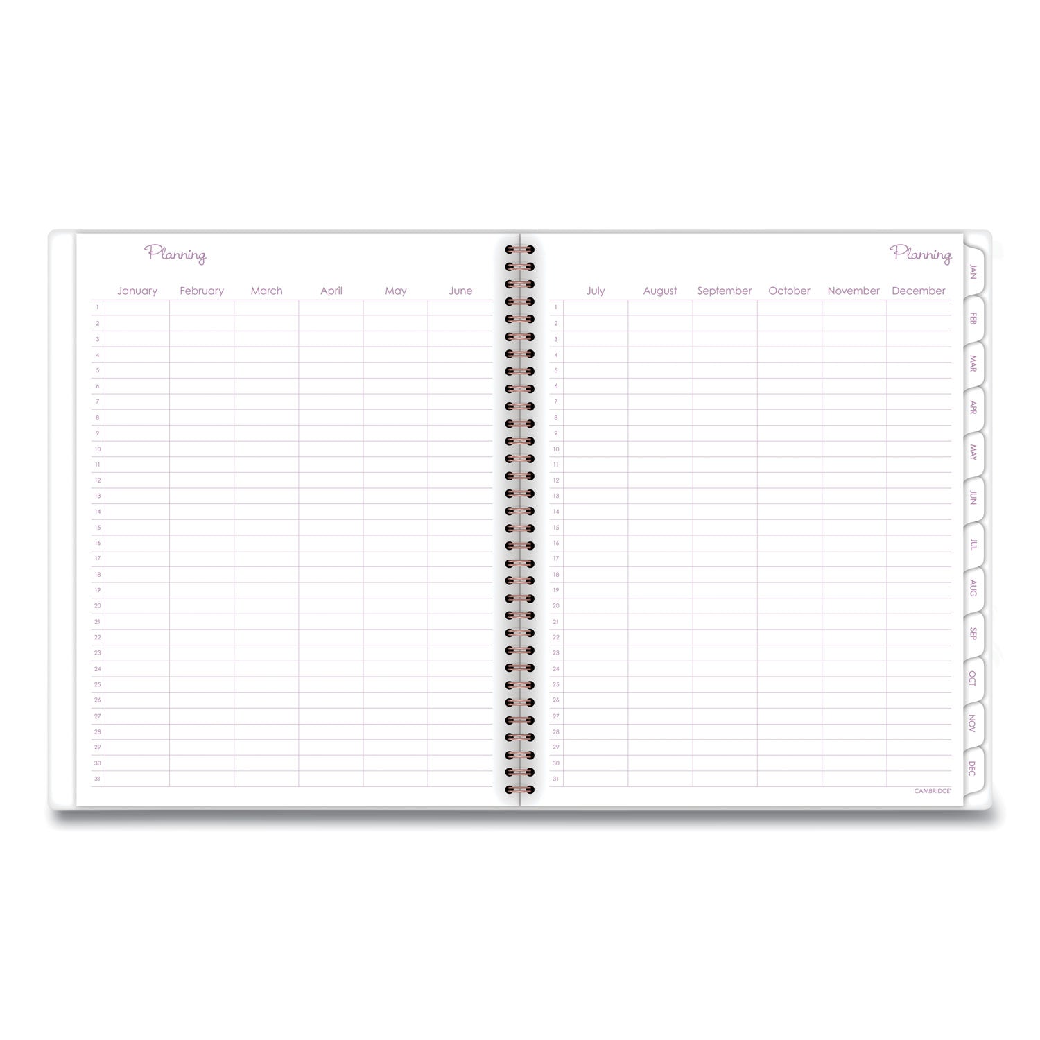 Cambridge® Mina Weekly/Monthly Planner, Floral Artwork, 11 x 8.5, White/Violet/Peach Cover, 12-Month (Jan to Dec): 2025