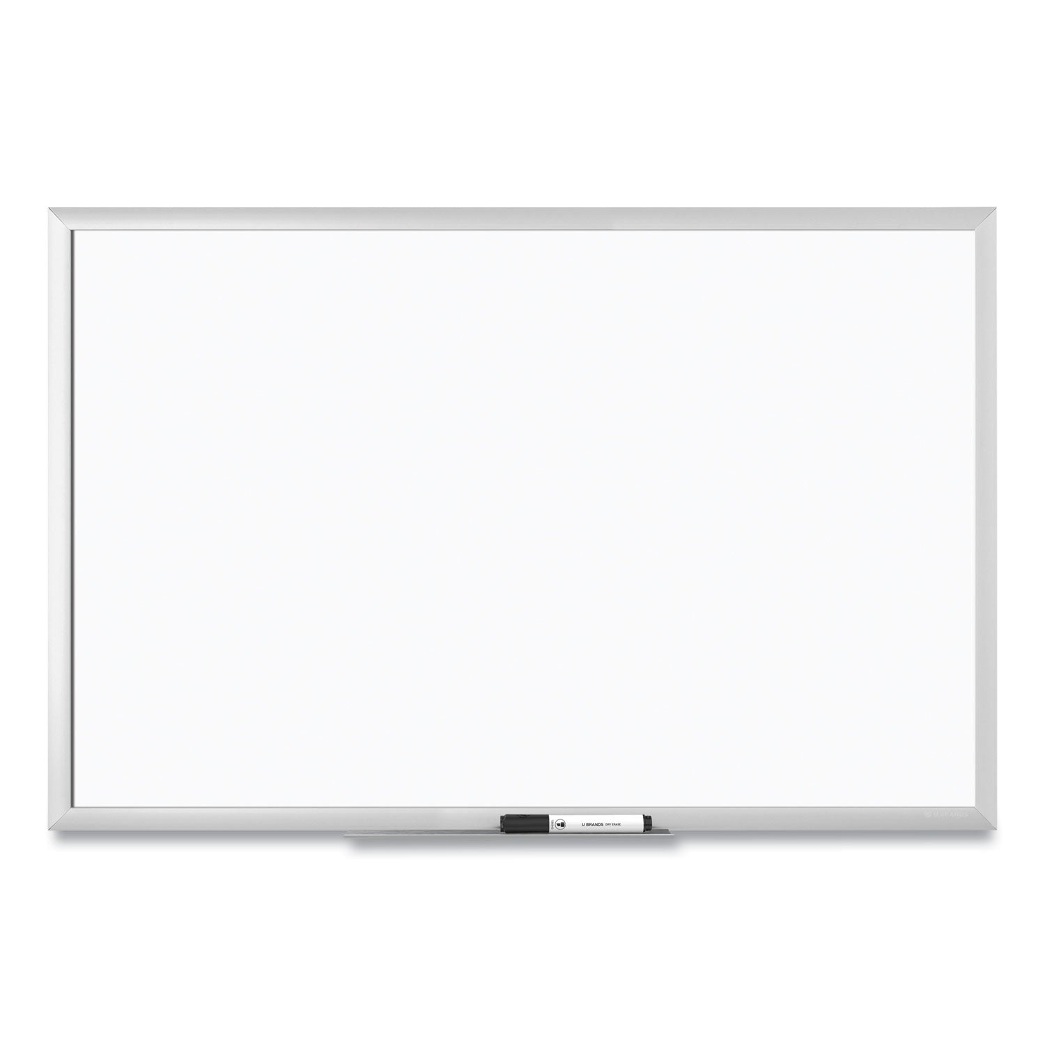 U Brands Melamine Dry Erase Board, 36" x 24" (Actual Size: 35" x 23"), White Surface, Satin Aluminum Frame