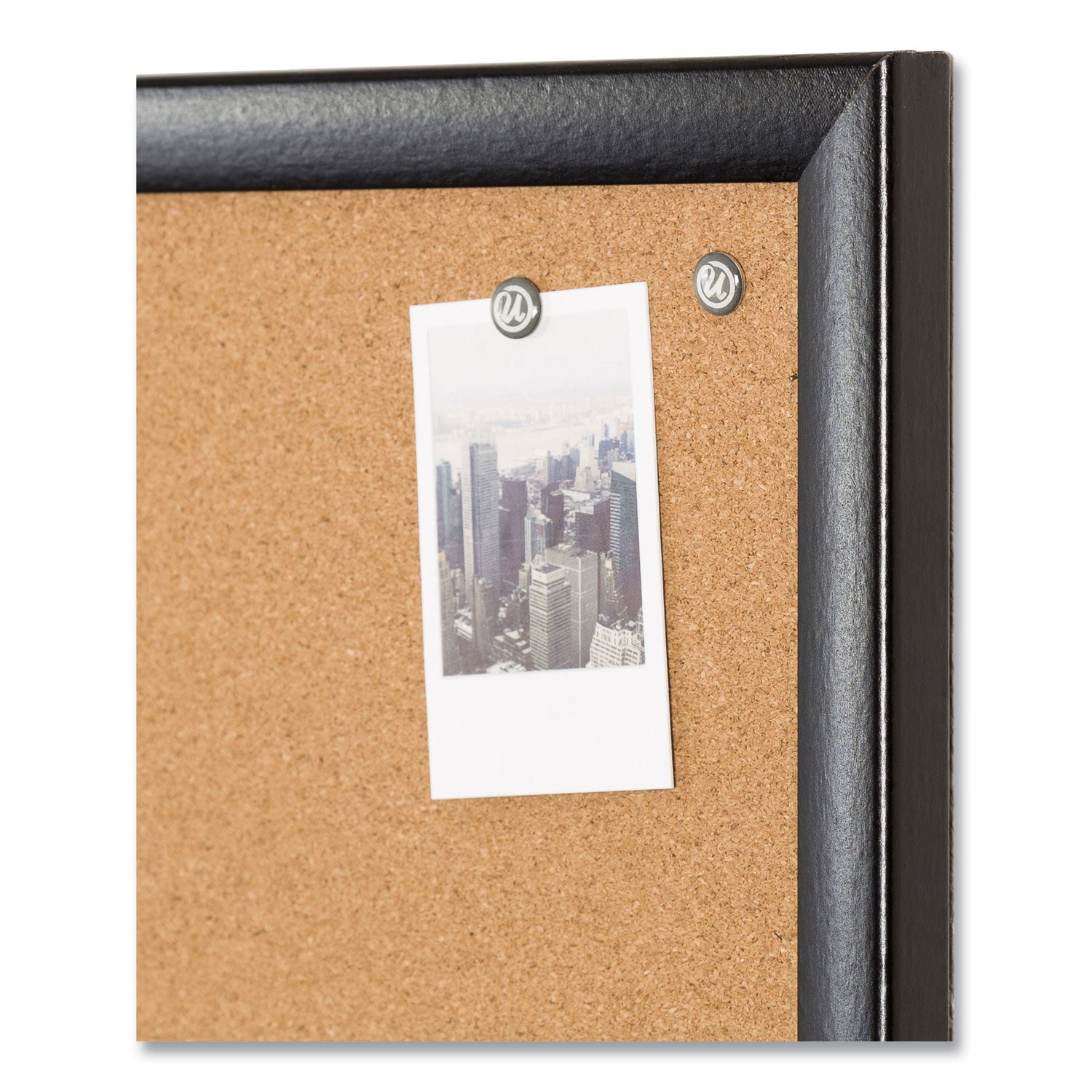 U Brands Cork Bulletin Board, 36" x 24" (Actual Size: 35" x 23"), Tan Surface, Black Wood Frame
