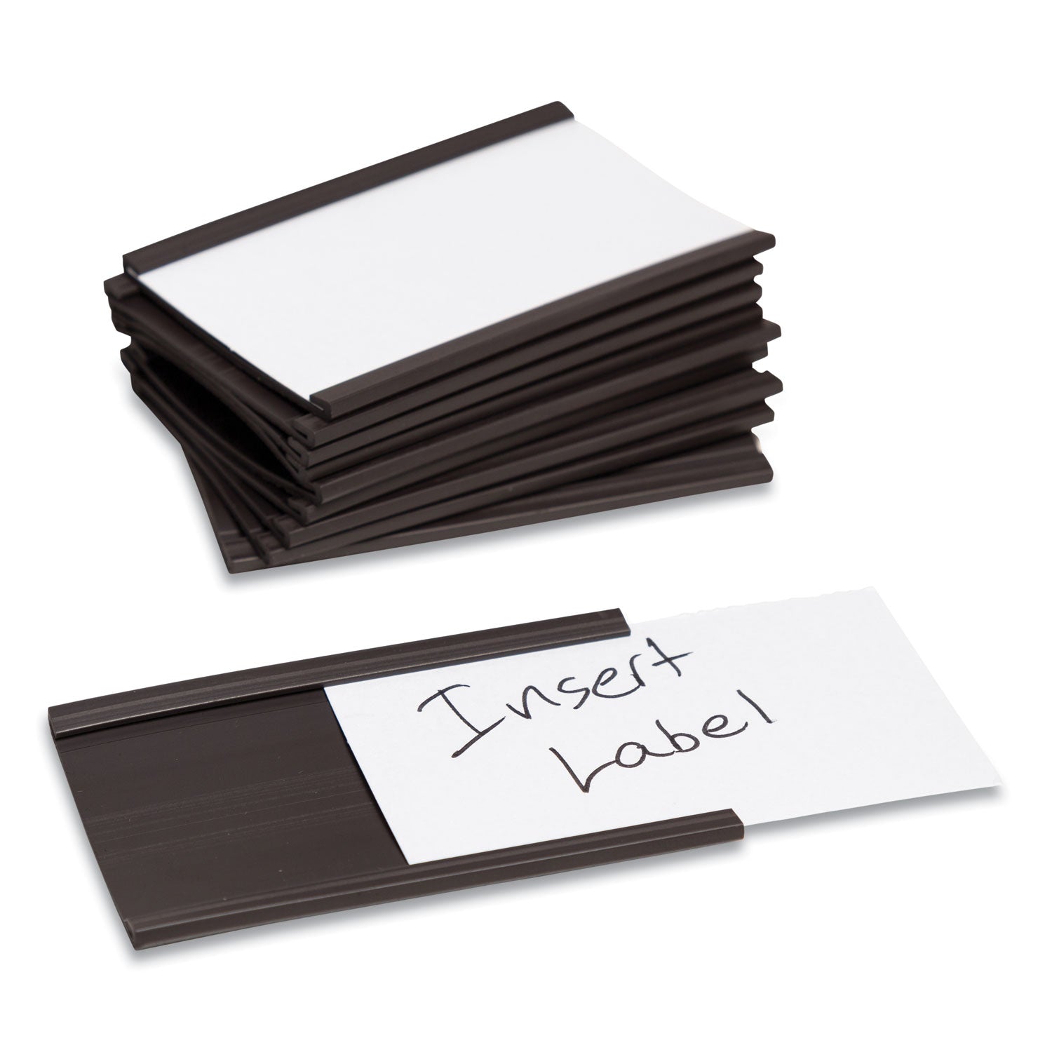 U Brands Magnetic Card Holders, 3 X 1.75, Black, 10/pack