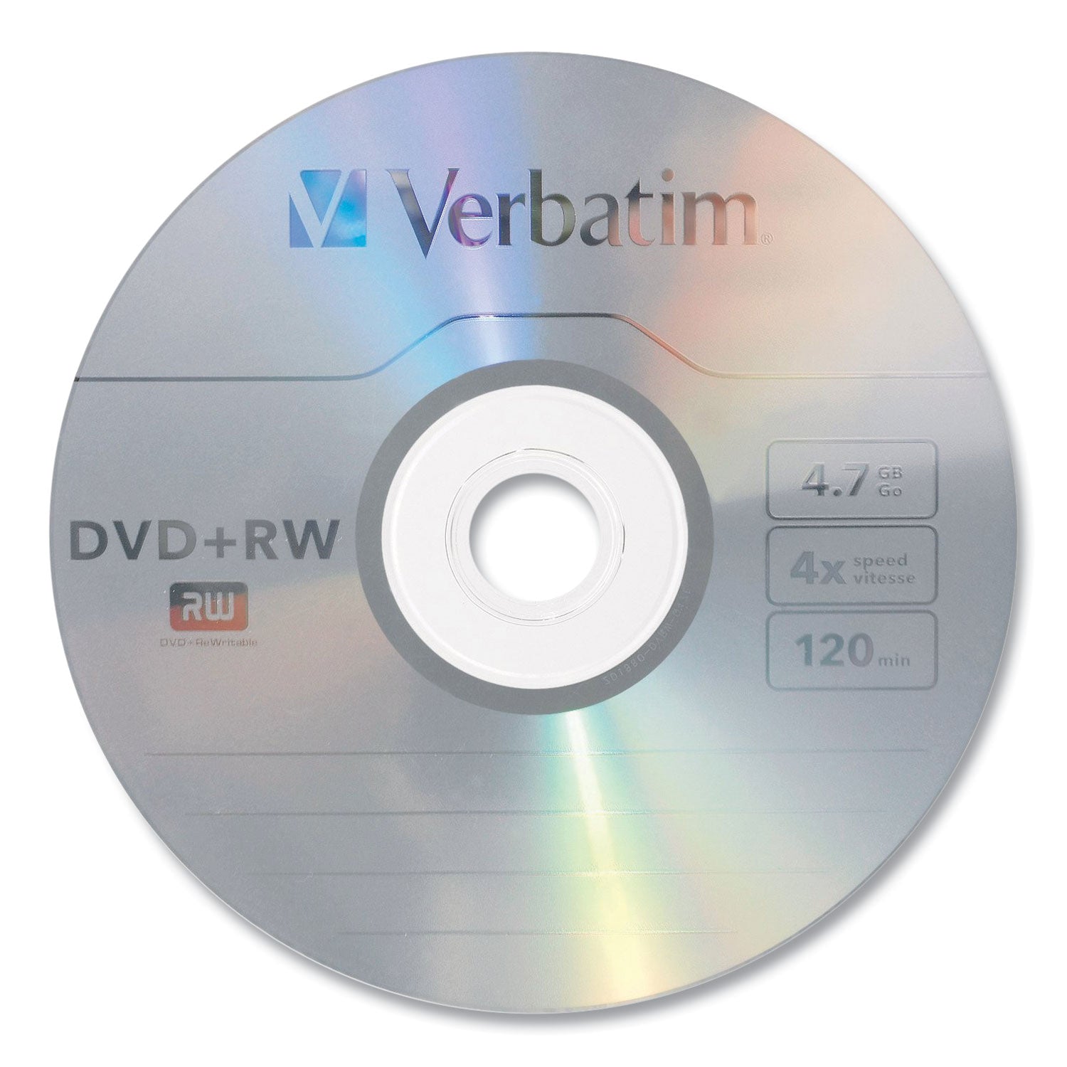 Verbatim® Dvd+rw Rewritable Disc, 4.7 Gb, 4x, Slim Jewel Case, Silver, 10/pack