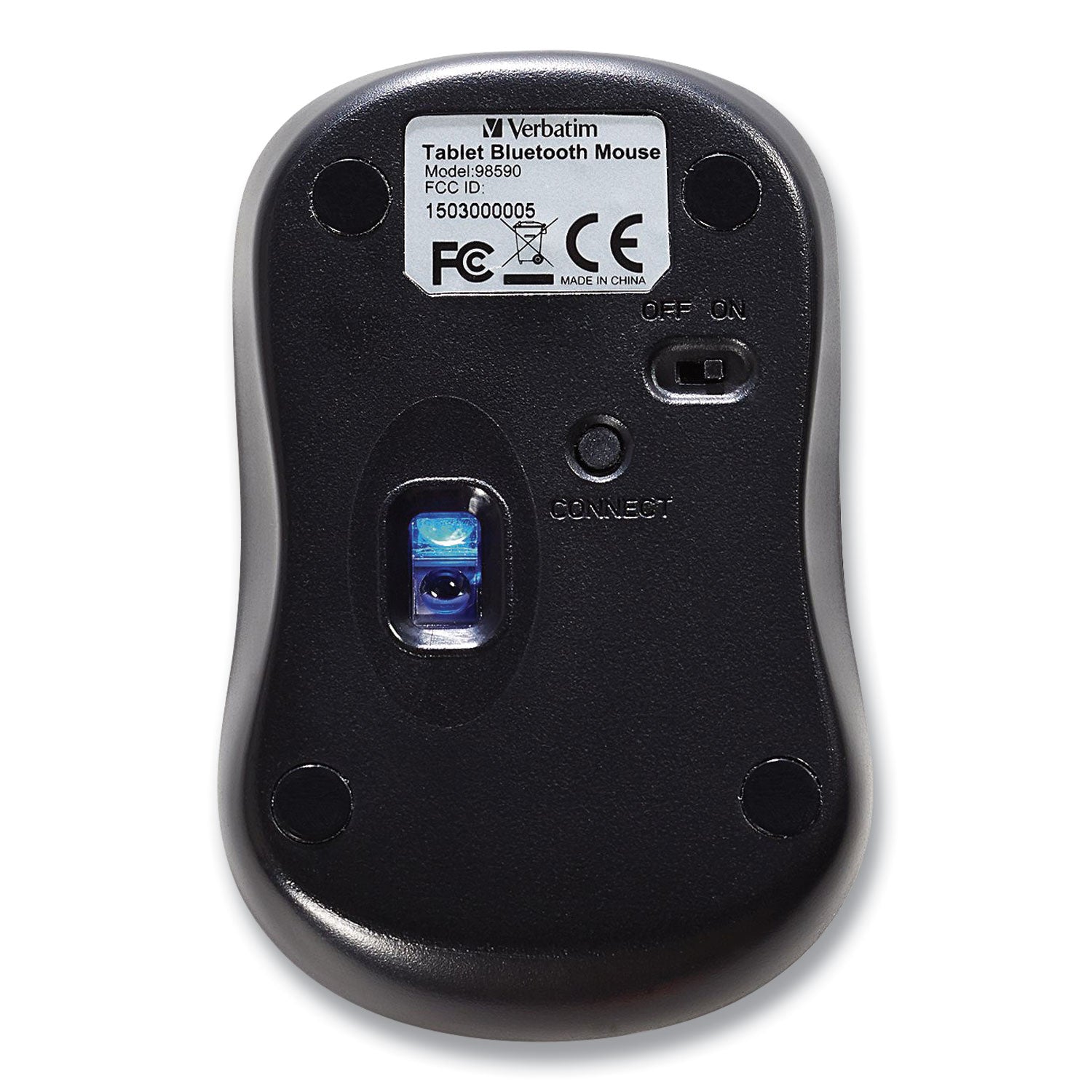 Verbatim® Bluetooth Wireless Tablet Multi-Trac Blue Led Mouse, 2.4 Ghz Frequency/30 Ft Wireless Range, Left/right Hand Use, Graphite