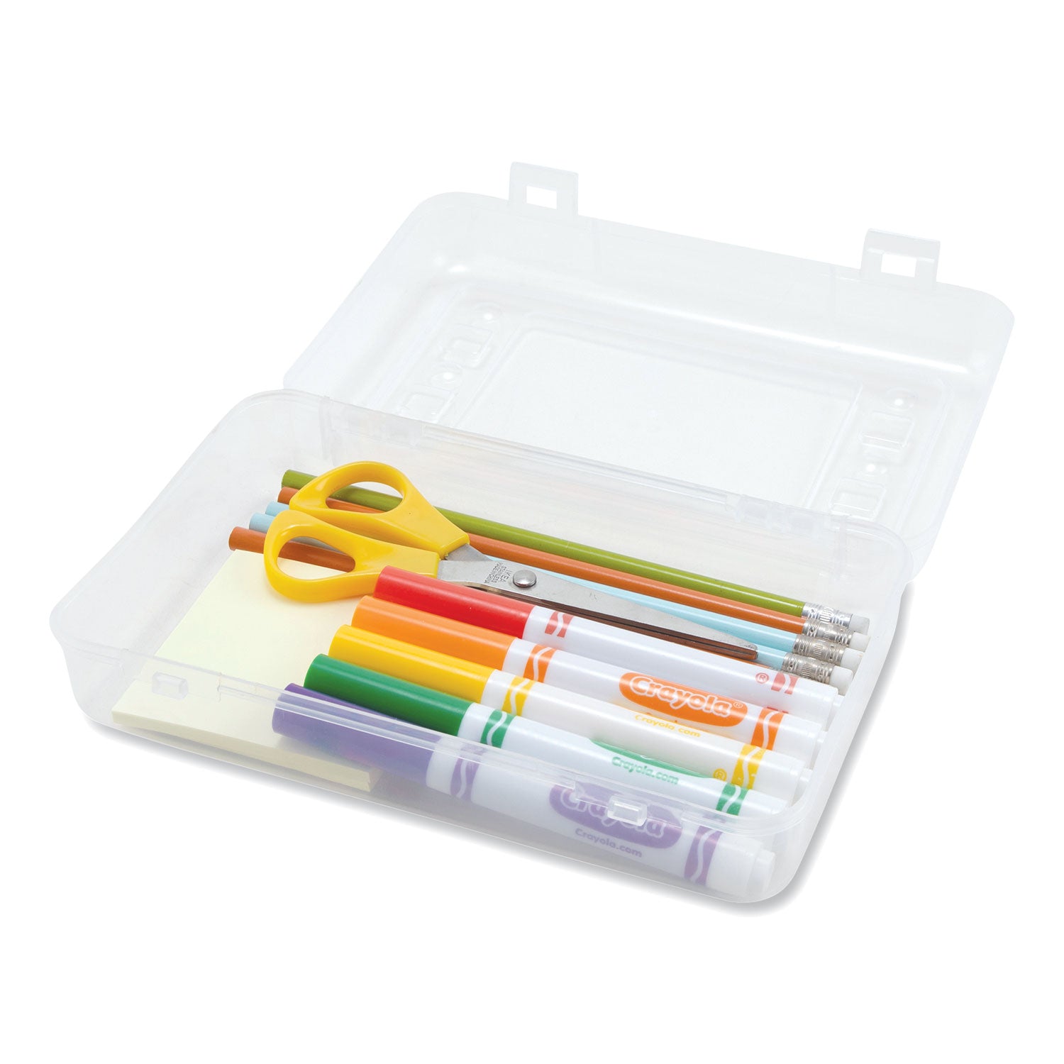 Advantus Clear Pencil Box, 8.5" x 5.25" x 2.5", Clear