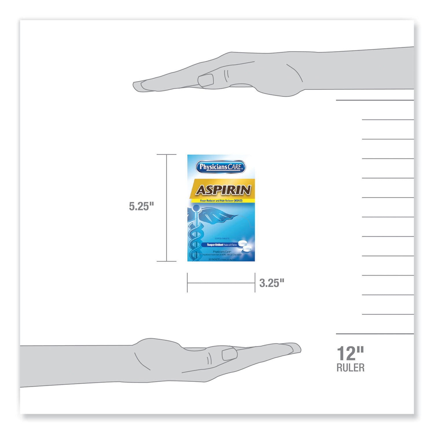 PhysiciansCare® Aspirin Medication, Two-Pack, 50 Packs/box