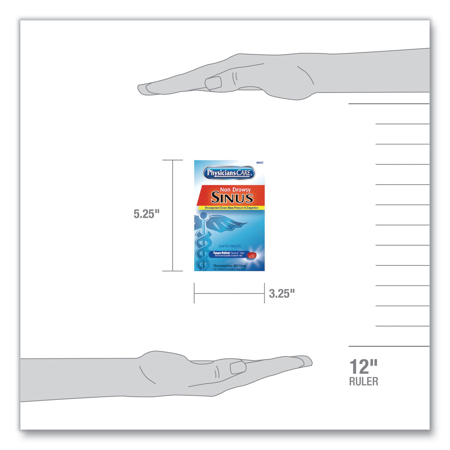 PhysiciansCare® Sinus Decongestant Congestion Medication, One Tablet/Pack, 50 Packs/Box