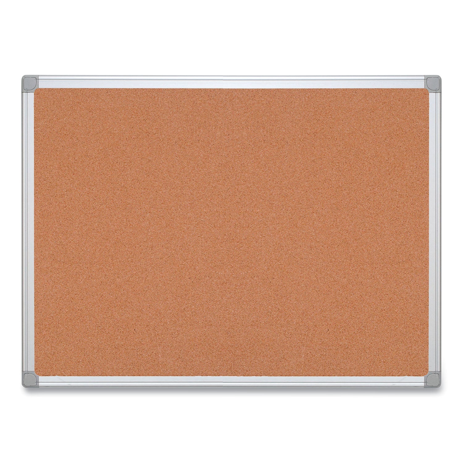 Earth Cork Board, 36 x 24, Tan Surface, Silver Aluminum Frame