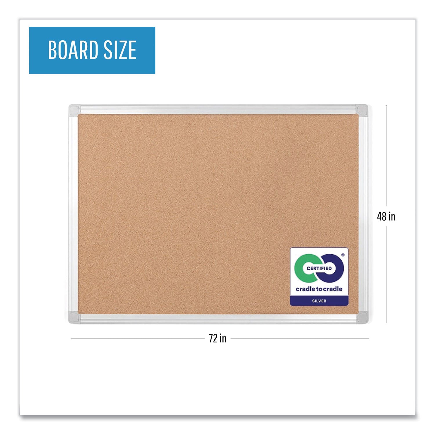 MasterVision® Earth Cork Board, 72" x 48", Tan Surface, Satin Aluminum Frame