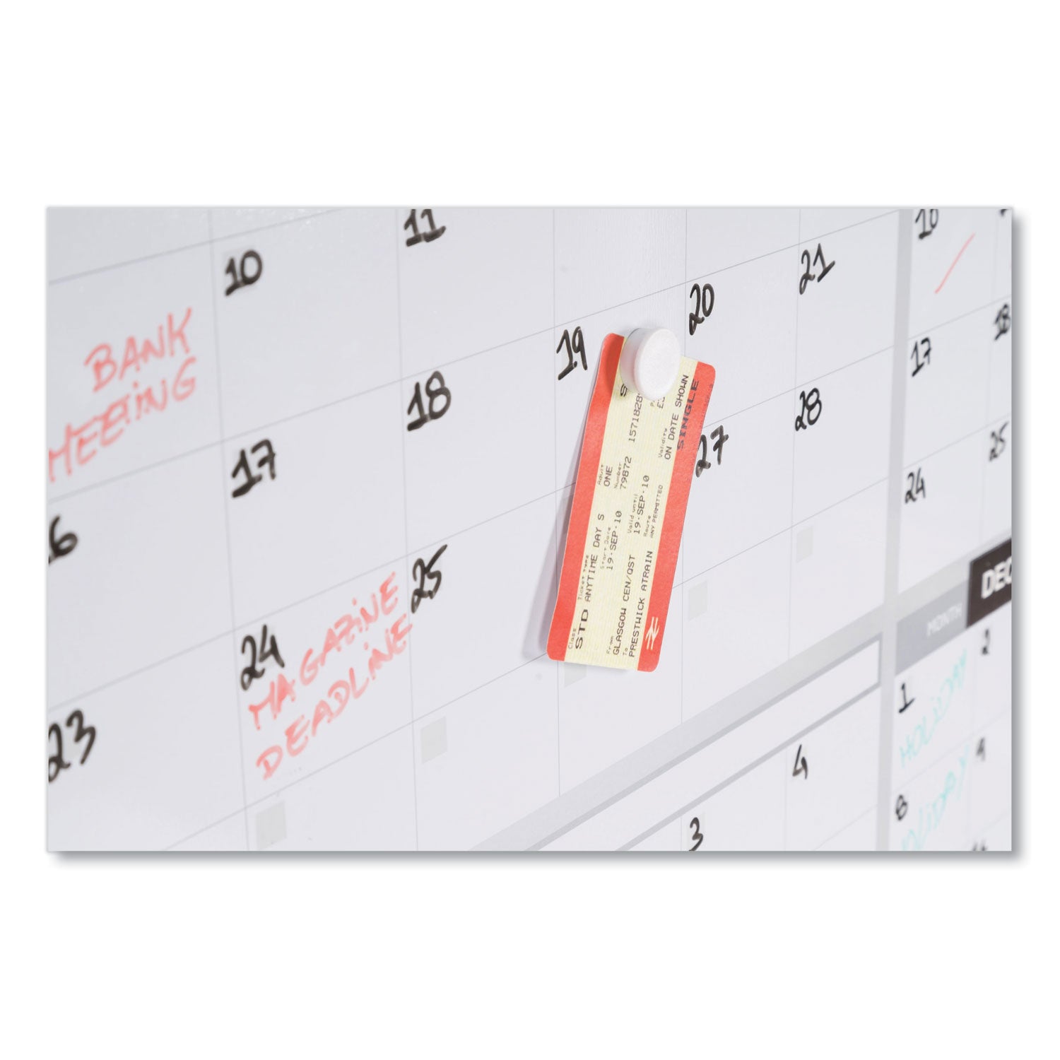 MasterVision® Magnetic Dry Erase Calendar Board, 12-Month Planning/Scheduling, 48" x 36", White Surface, Satin Aluminum Frame