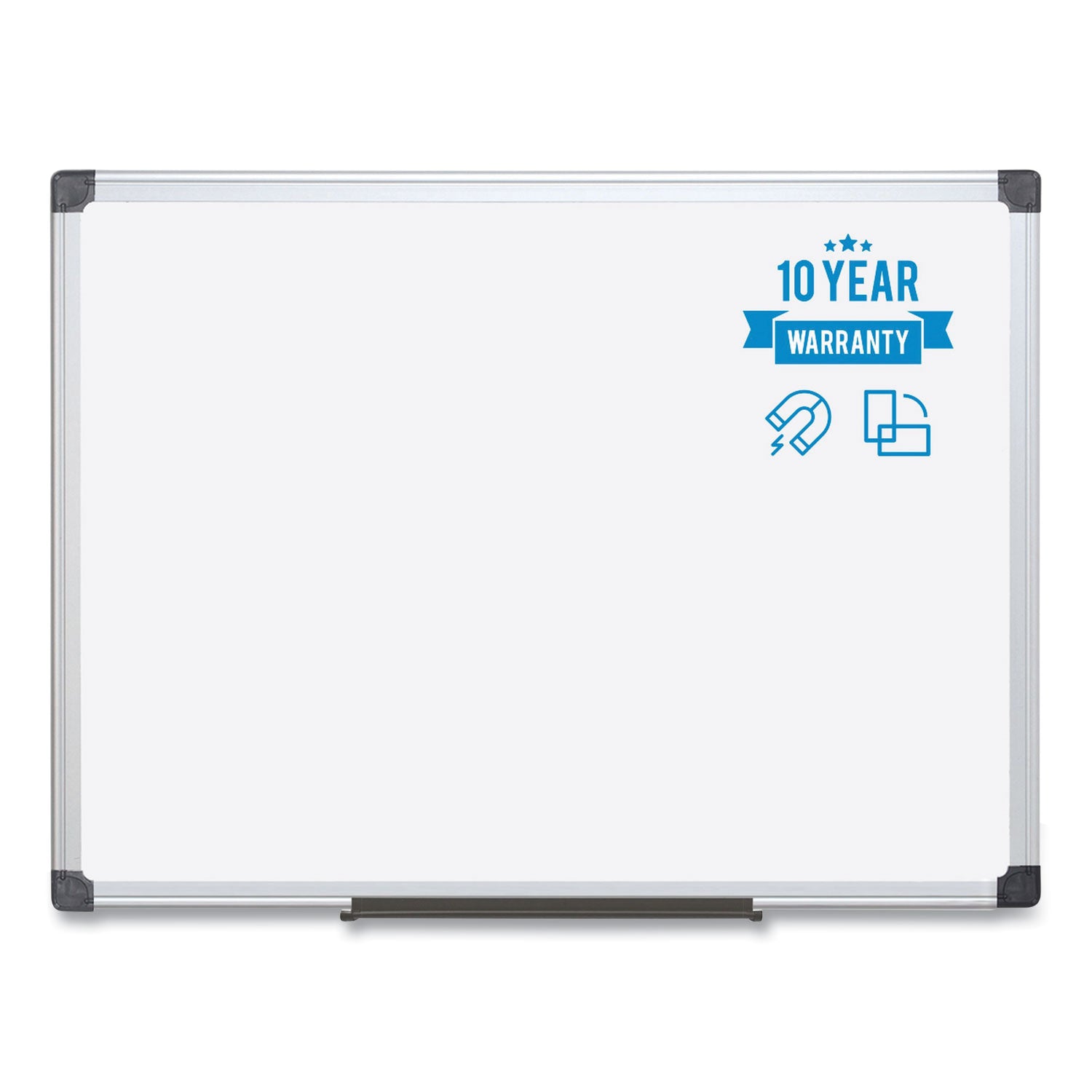 MasterVision® Value Lacquered Steel Magnetic Dry Erase Board, 18" x 24", White Surface, Satin Aluminum Frame