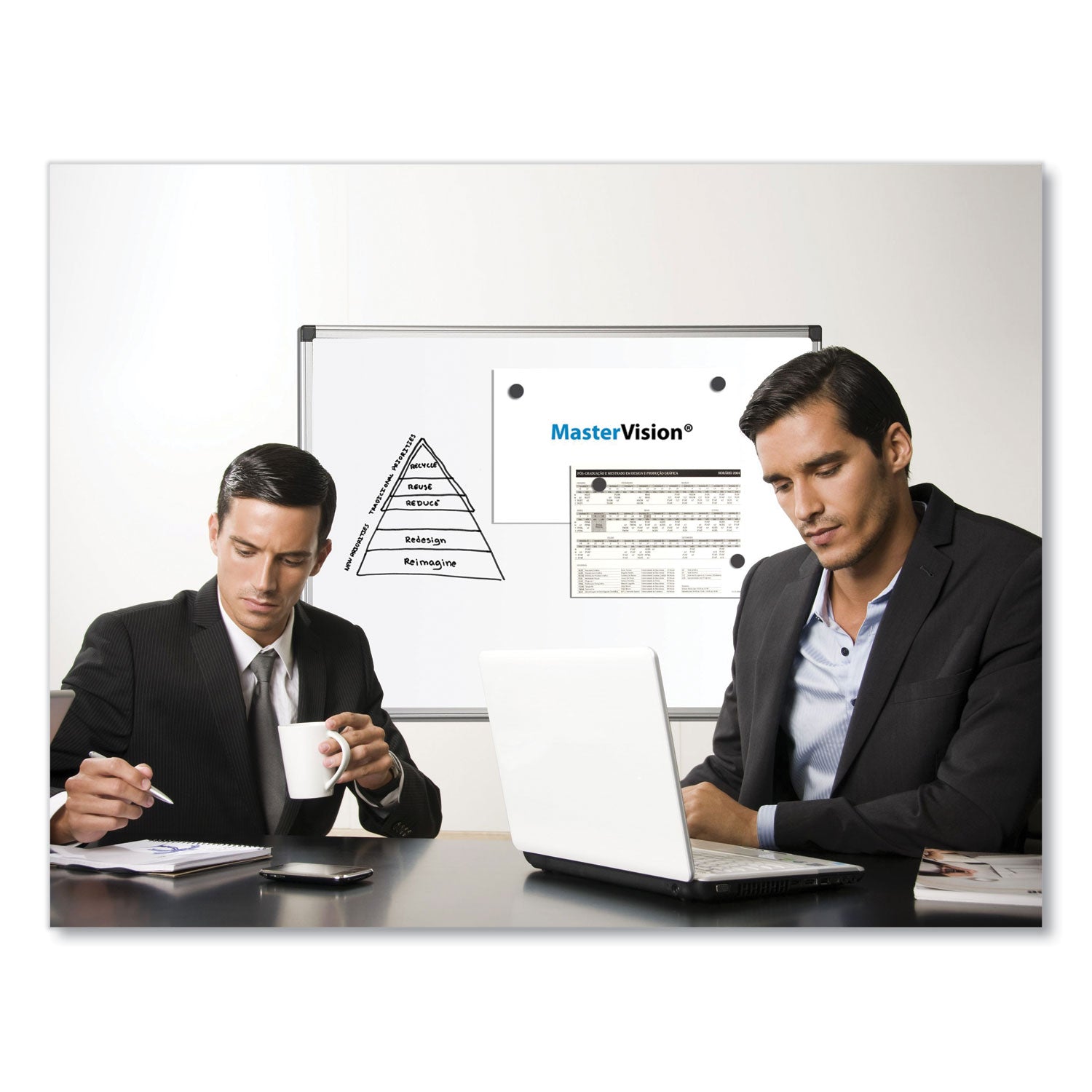 MasterVision® Value Lacquered Steel Magnetic Dry Erase Board, 18" x 24", White Surface, Satin Aluminum Frame