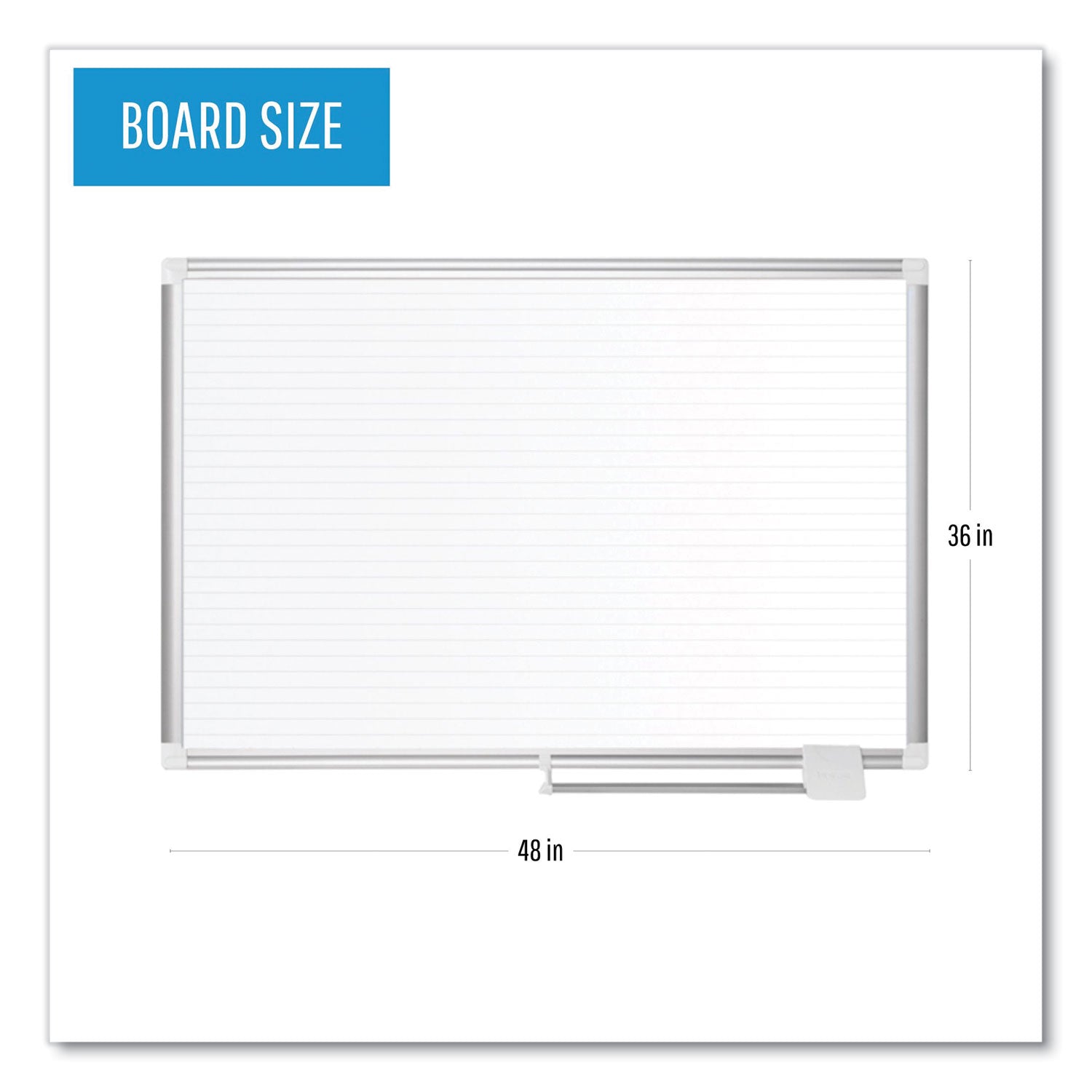 MasterVision® Ruled Magnetic Steel Dry Erase Planning Board, 48" x 36", White Surface, Satin Aluminum Frame