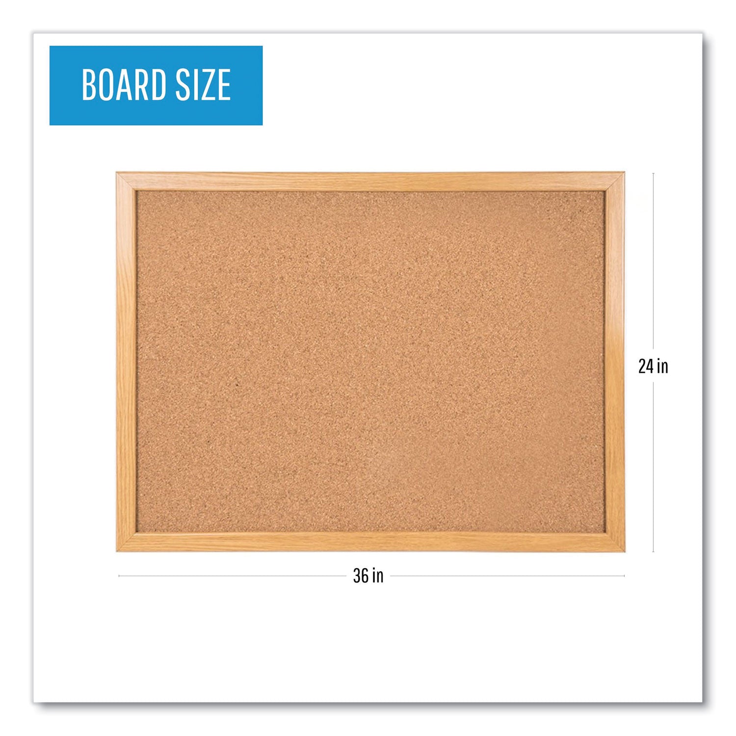 MasterVision® Value Cork Board with Oak Frame, 24" x 36", Brown Surface, Natural Oak Frame