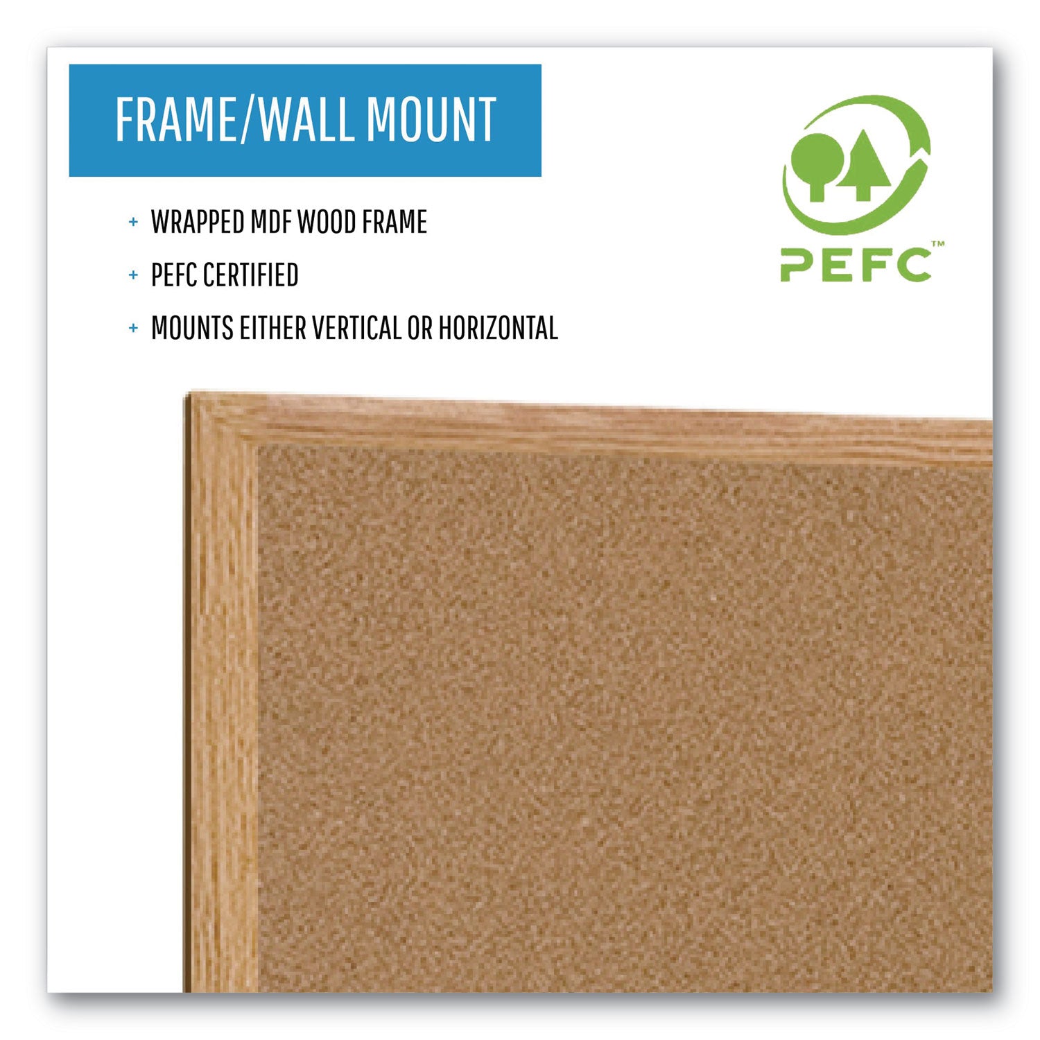 MasterVision® Earth Cork Board, 36" x 24", Tan Surface, Oak Finished Wood Frame