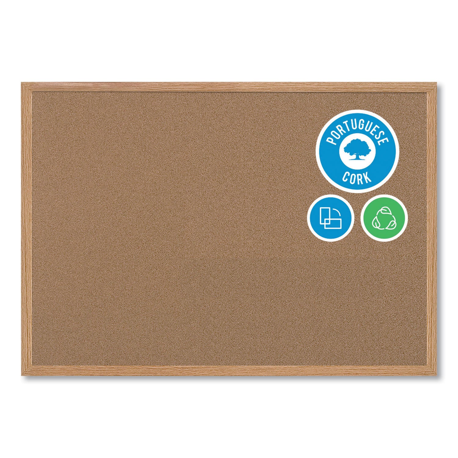 MasterVision® Earth Cork Board, 36" x 24", Tan Surface, Oak Finished Wood Frame