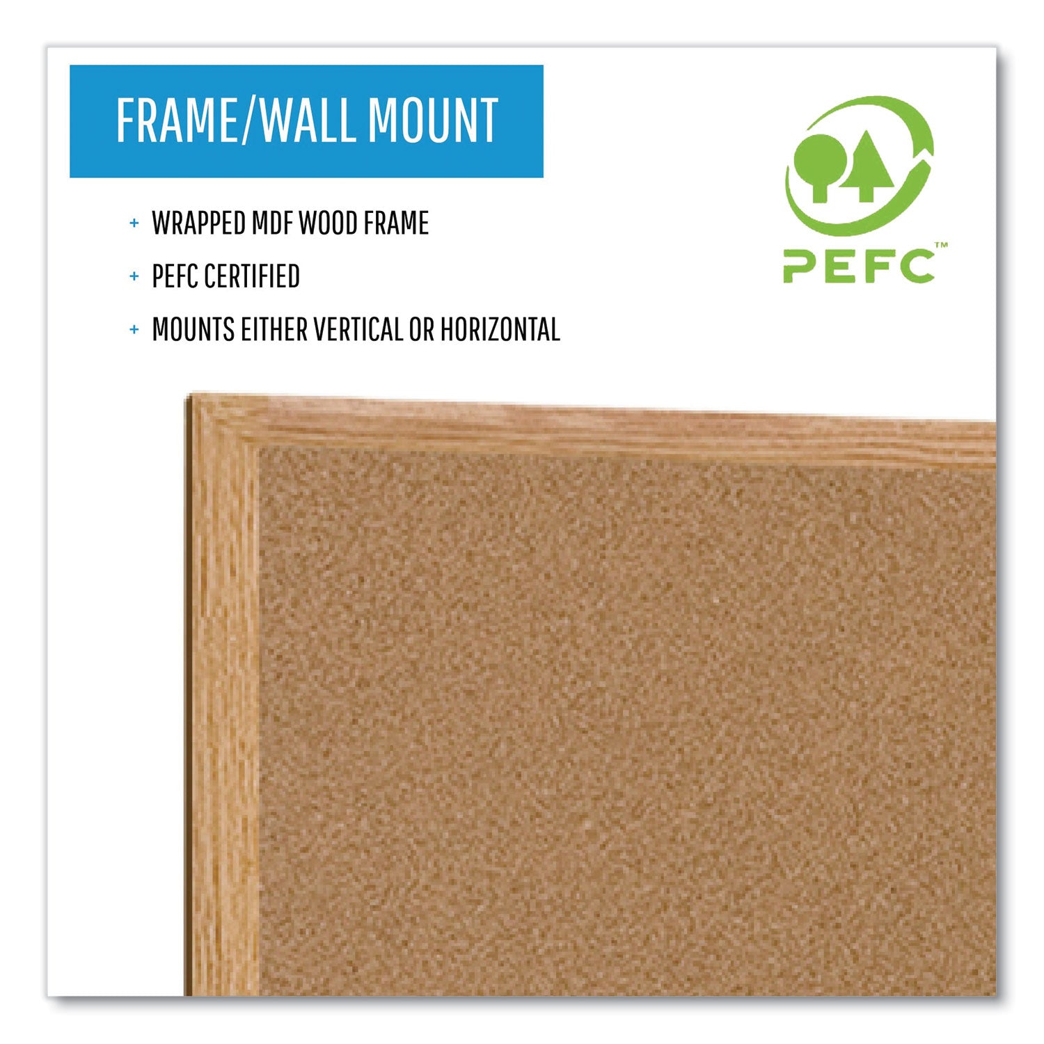 MasterVision® Earth Cork Board, 48" x 36", Tan Surface, Oak Finished Wood Frame