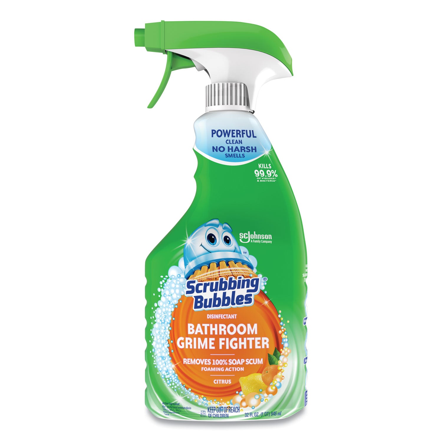 Scrubbing Bubbles® Multi Surface Bathroom Cleaner, Citrus Scent, 32 Oz Spray Bottle, 8/carton