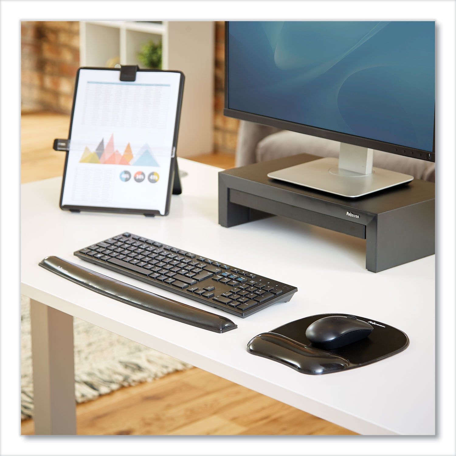 Fellowes® Gel Crystals Keyboard Wrist Rest, 18.5 x 2.25, Black