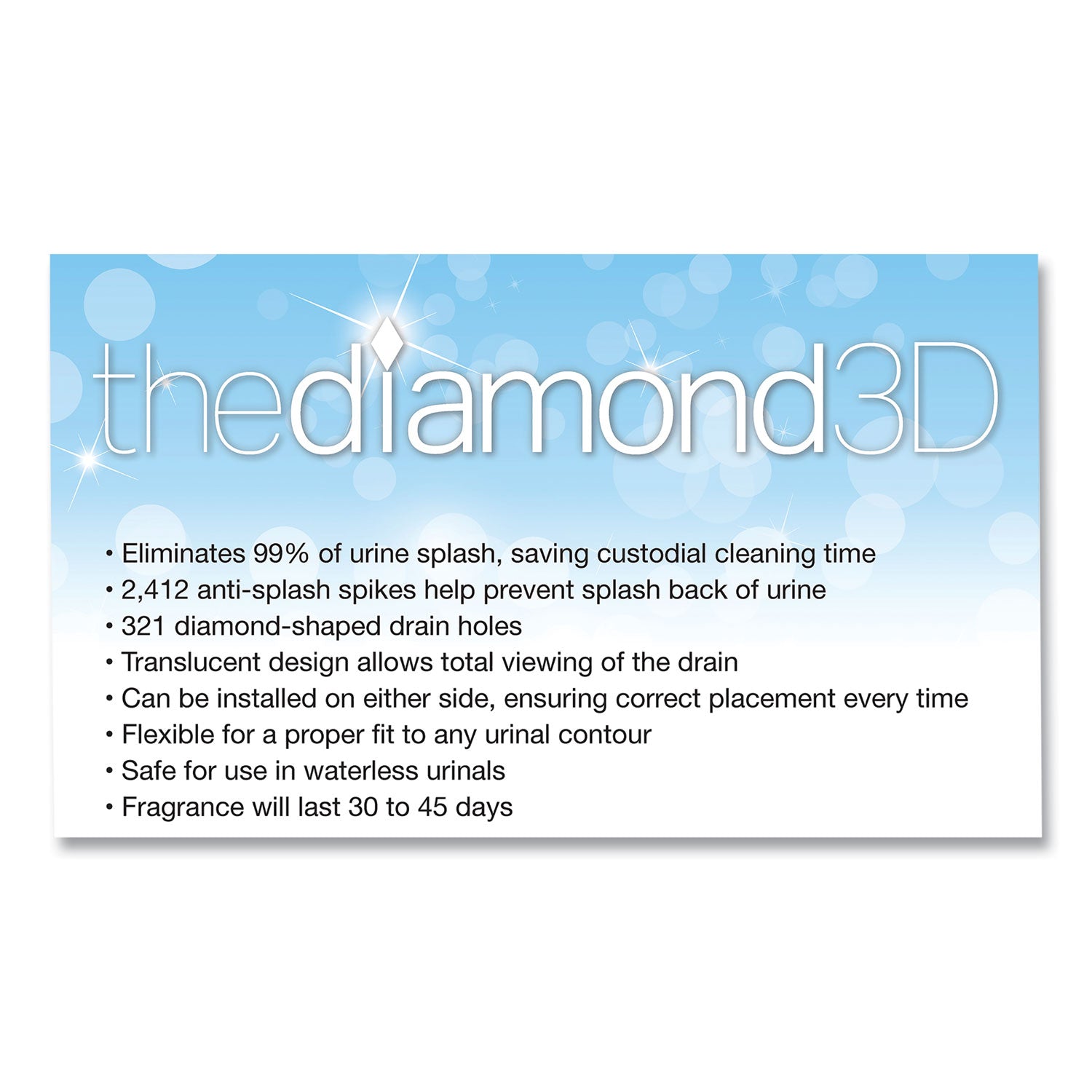 Big D Industries Diamond 3d Urinal Screen, Melon Mist Scent, Clear, 10/pack, 6 Packs/carton