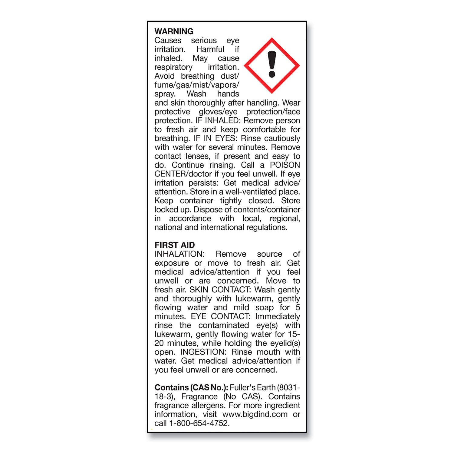 Big D Industries Granular Deodorant, Lemon, 16 Oz, Shaker Can, 12/carton