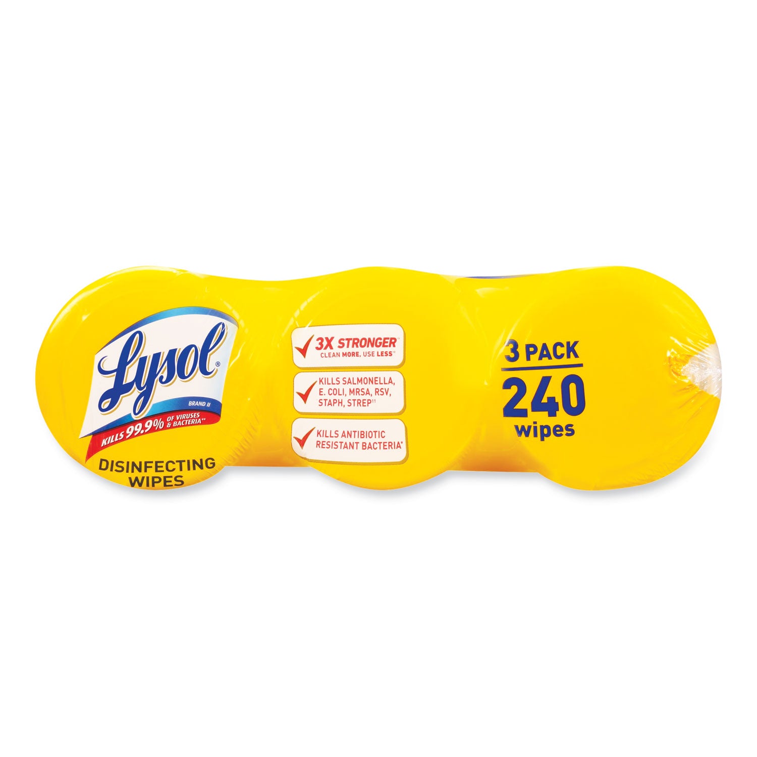 LYSOL® Brand Disinfecting Wipes, 1-Ply, 7 x 7.25, Lemon and Lime Blossom, White, 80 Wipes/Canister, 3 Canisters/Pack