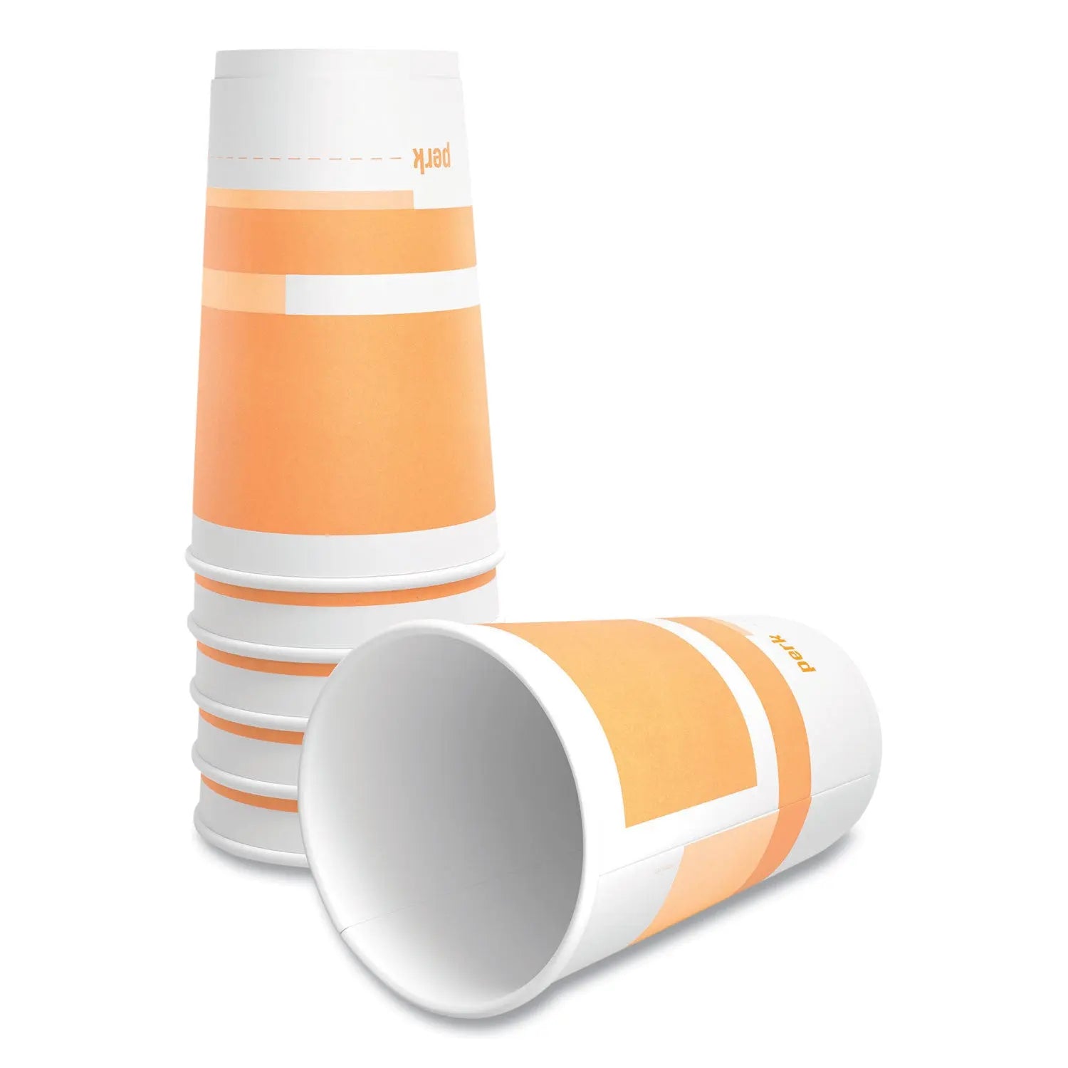 Insulated Paper Hot Cups, 16 oz, White/Orange, 30/Pack Perk™ Flipcost