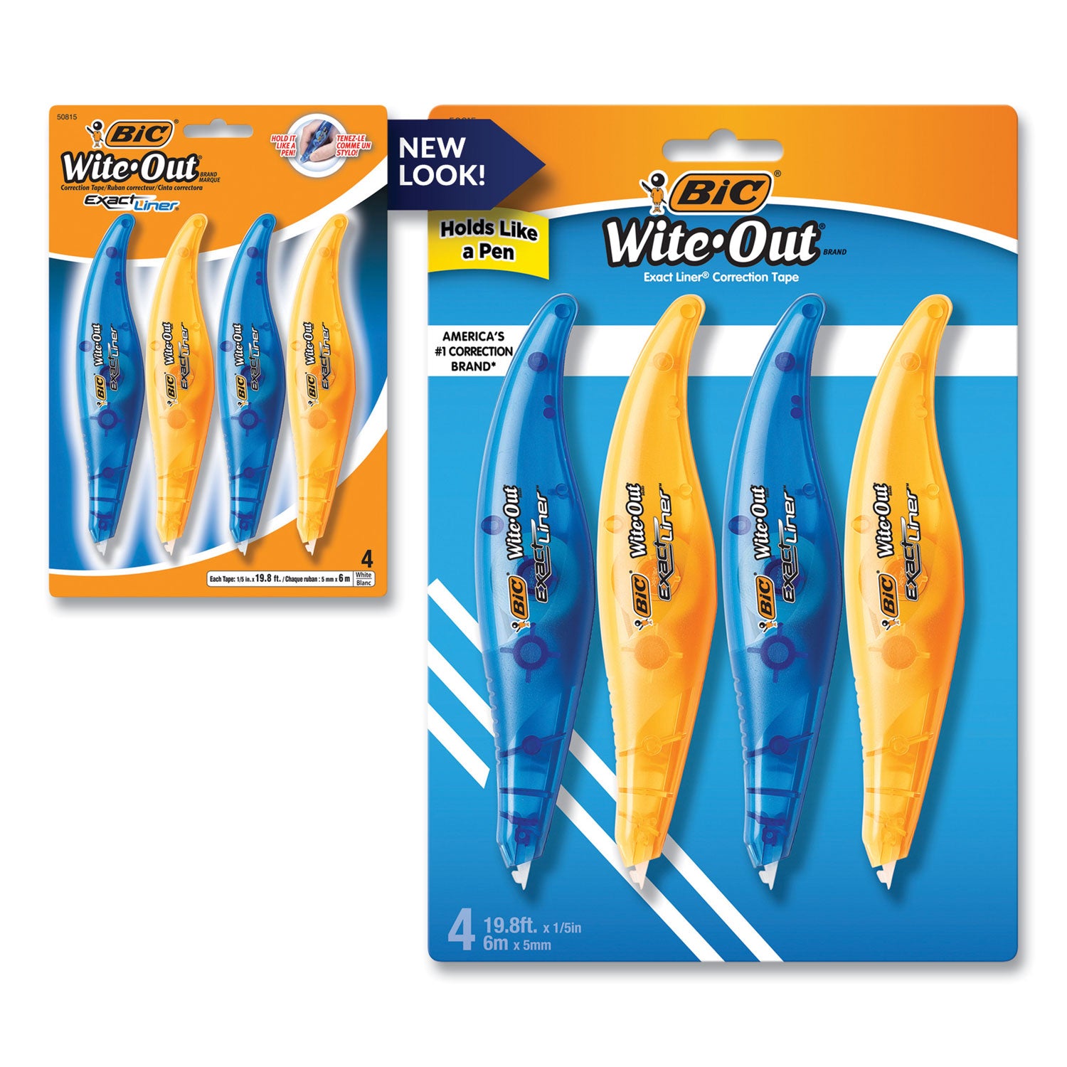 BIC® Wite-Out Brand Exact Liner Correction Tape, Non-Refillable, 0.2" x 236", 4/Pack