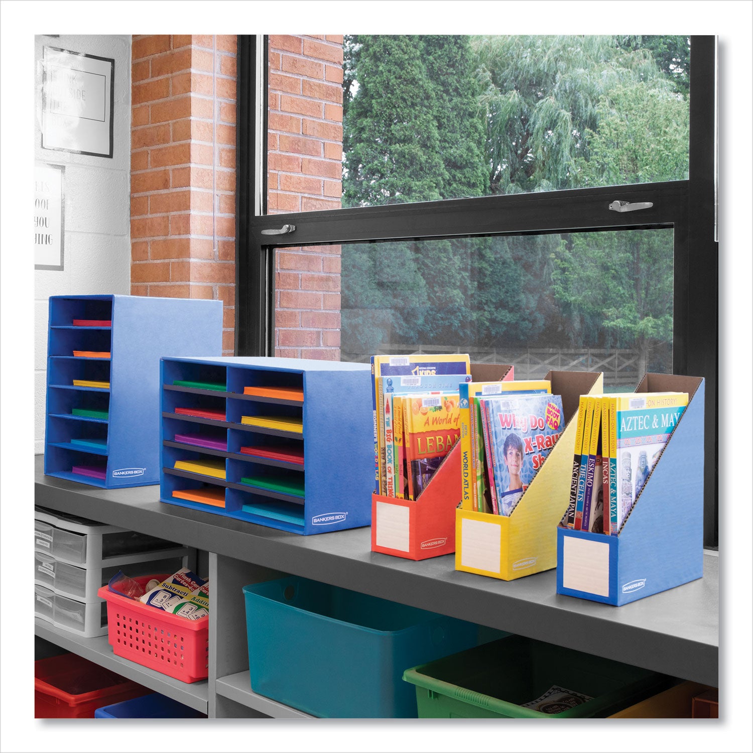 Bankers Box® Extra-Wide Cardboard Magazine File, 4.25 x 11.38 x 12.88, Assorted, 6/Pack