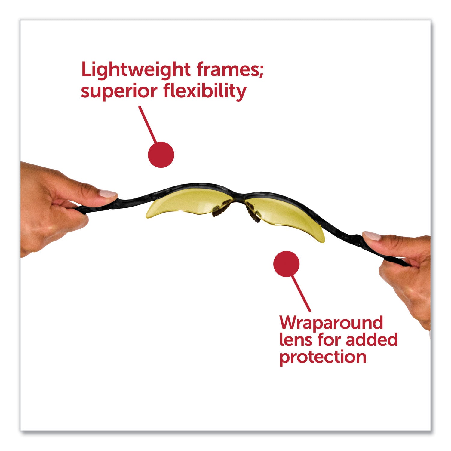 KleenGuard™ Nemesis Safety Glasses, Black Frame, Amber Lens, 12/Box