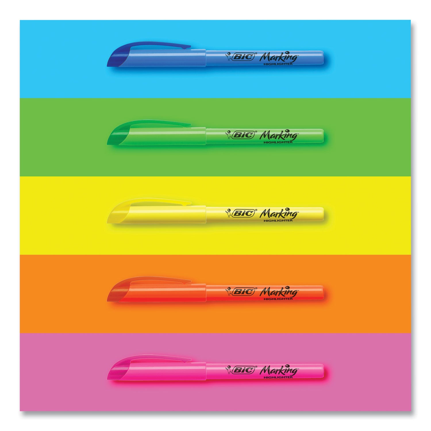 BIC® Brite Liner Highlighter, Fluorescent Pink Ink, Chisel Tip, Pink/black Barrel, Dozen