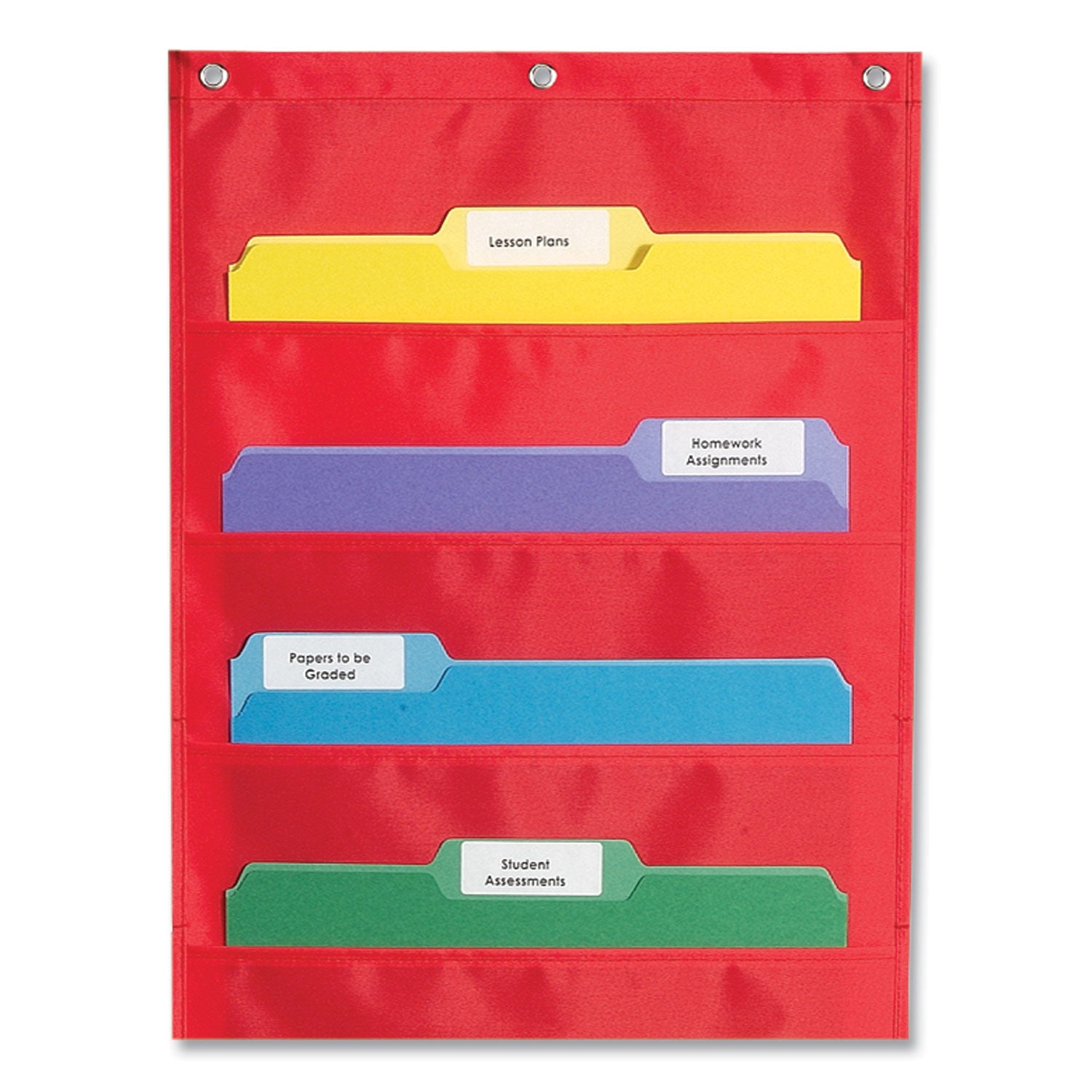 Carson-Dellosa Education Storage Pocket Chart, 10 Pockets, Hanger Grommets, 14 X 47, Red