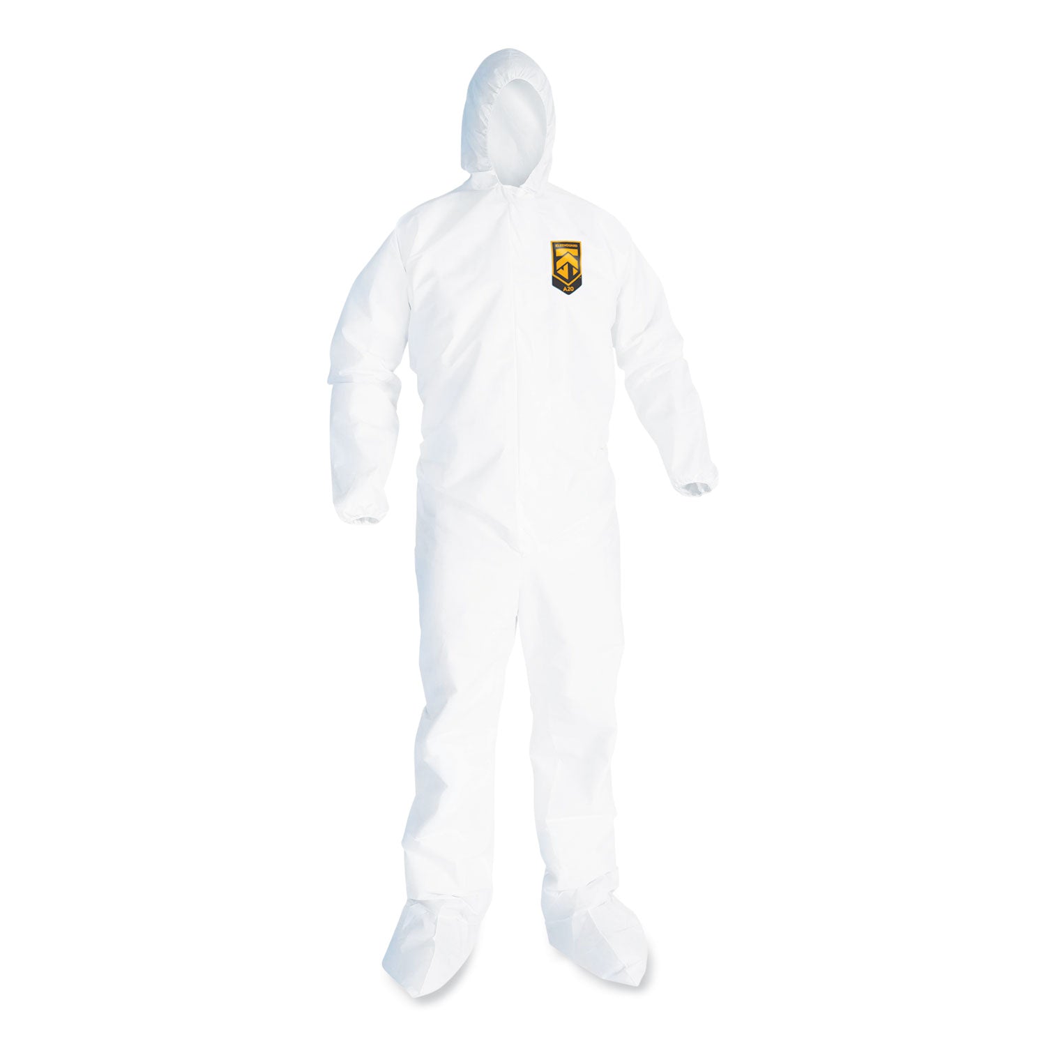 KleenGuard™ A20 Breathable Particle Protection Coveralls, Elastic Back, Hood and Boots, Large, White, 24/Carton