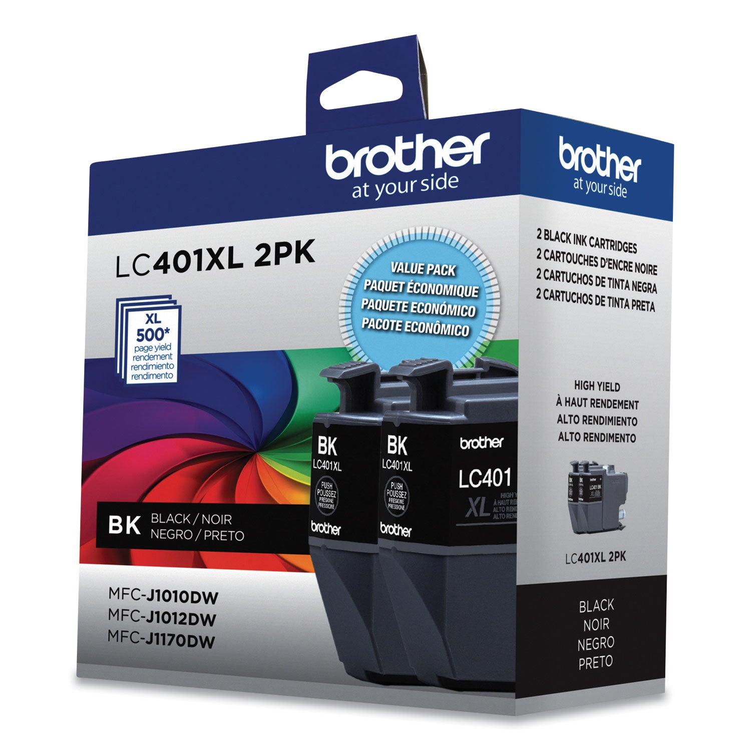Brother Lc401xl2pks High-Yield Ink, 500 Page-Yield, Black, 2/pack