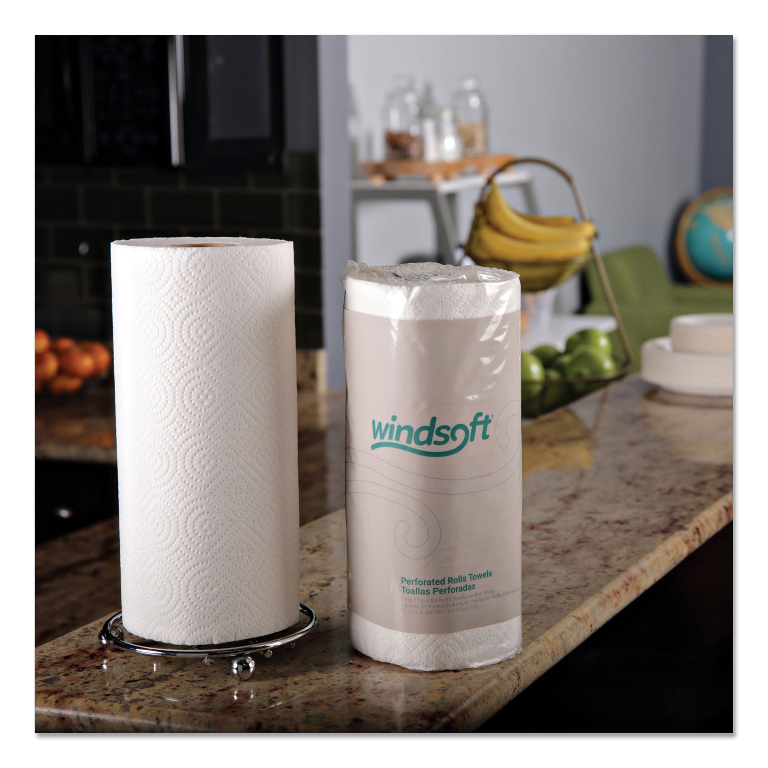 Windsoft® Kitchen Roll Towels, 2-Ply, 11 x 8.5, White, 85/Roll, 30 Rolls/Carton