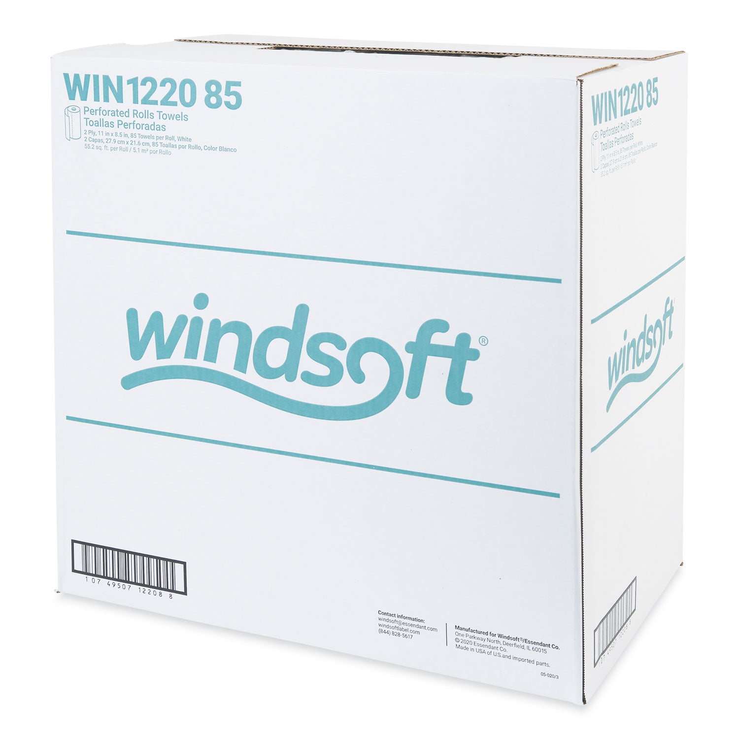Windsoft® Kitchen Roll Towels, 2-Ply, 11 x 8.5, White, 85/Roll, 30 Rolls/Carton