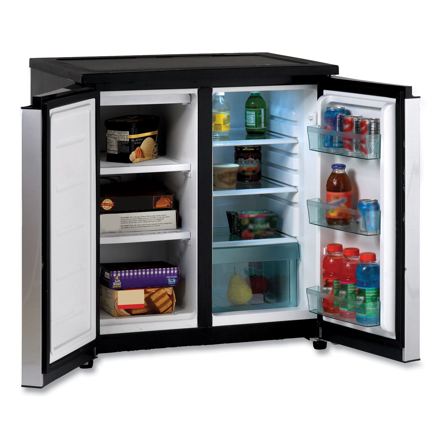 Avanti 5.5 CF Side by Side Refrigerator/Freezer, Black/Platinum
