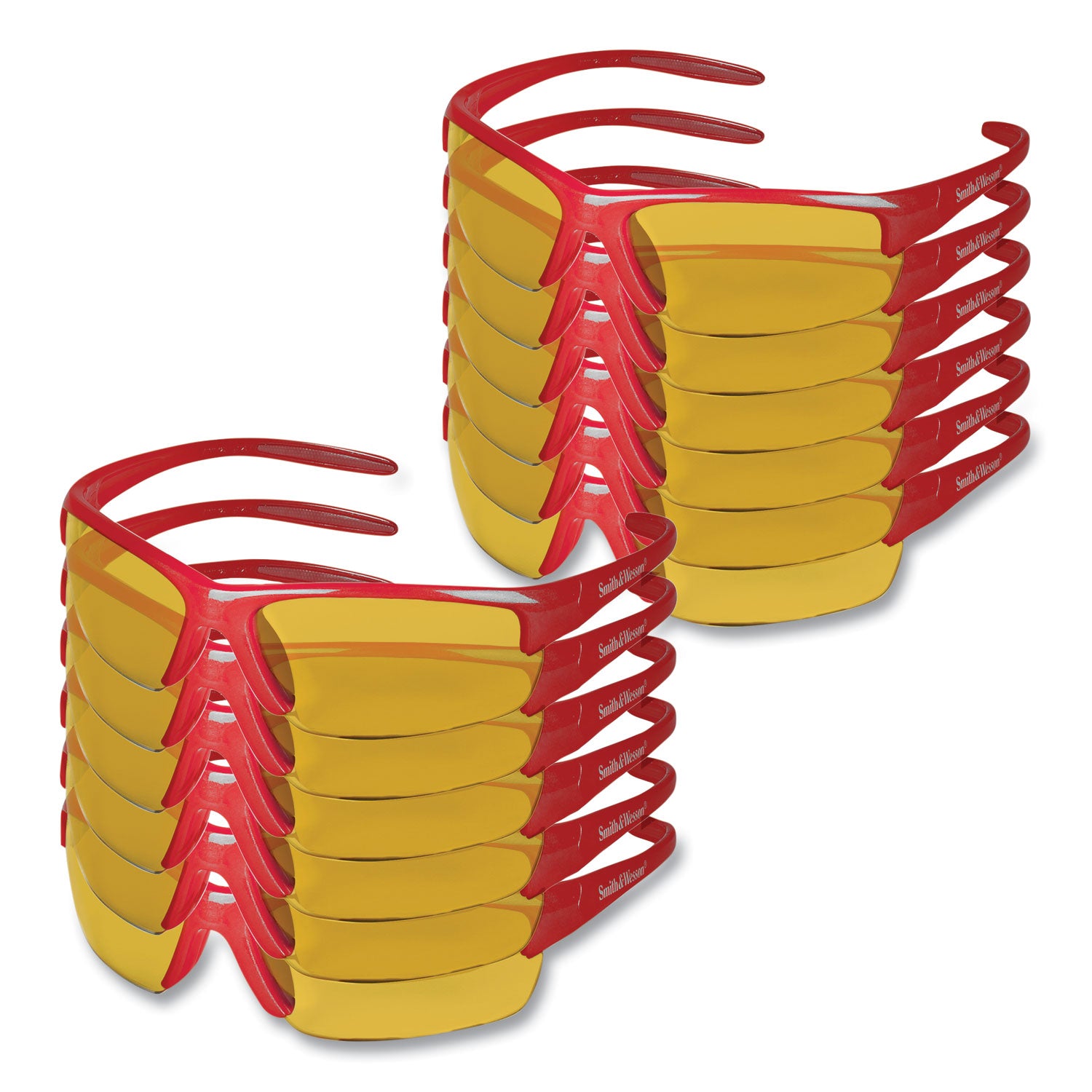 KleenGuard™ Equalizer Safety Glasses, Red Frames, Amber/Yellow Lens, 12/Box