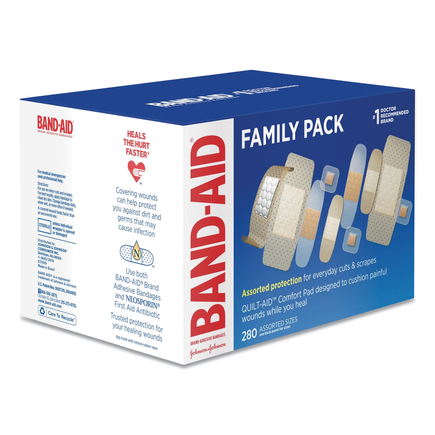 BAND-AID® Sheer and Clear Adhesive Bandages, Assorted Sizes, 280/Box