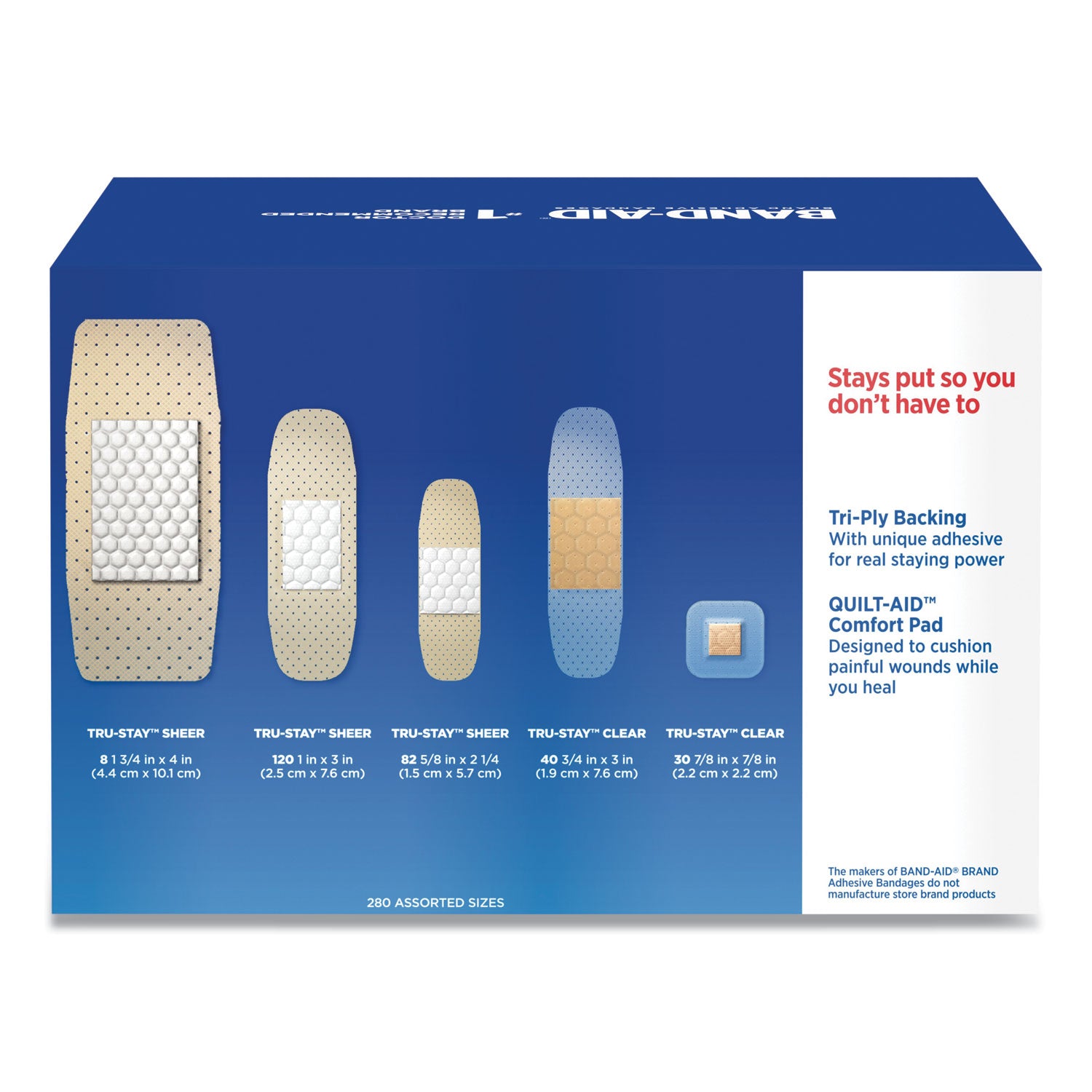 BAND-AID® Sheer and Clear Adhesive Bandages, Assorted Sizes, 280/Box