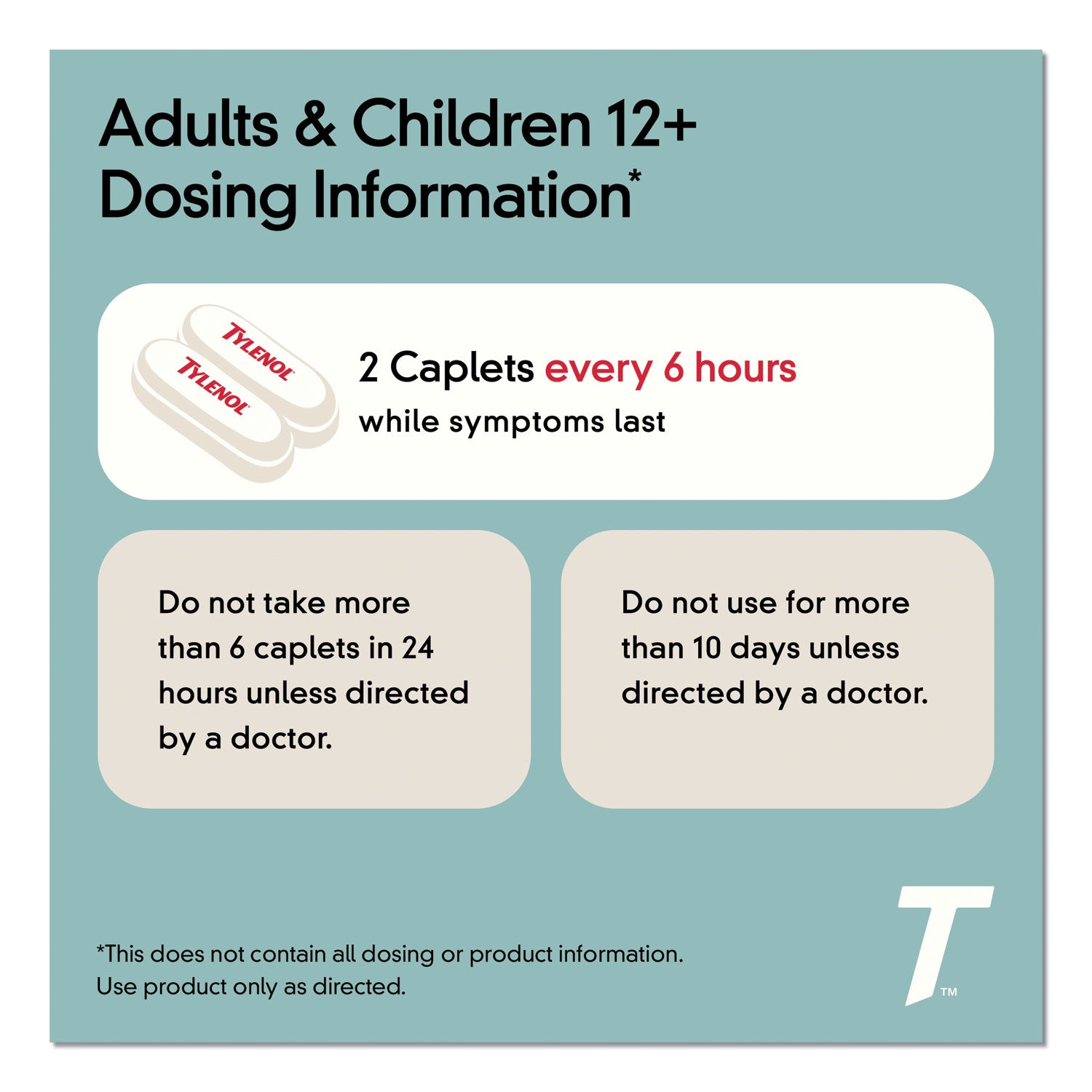 Tylenol® Extra Strength Caplets, Two-Pack, 50 Packs/box