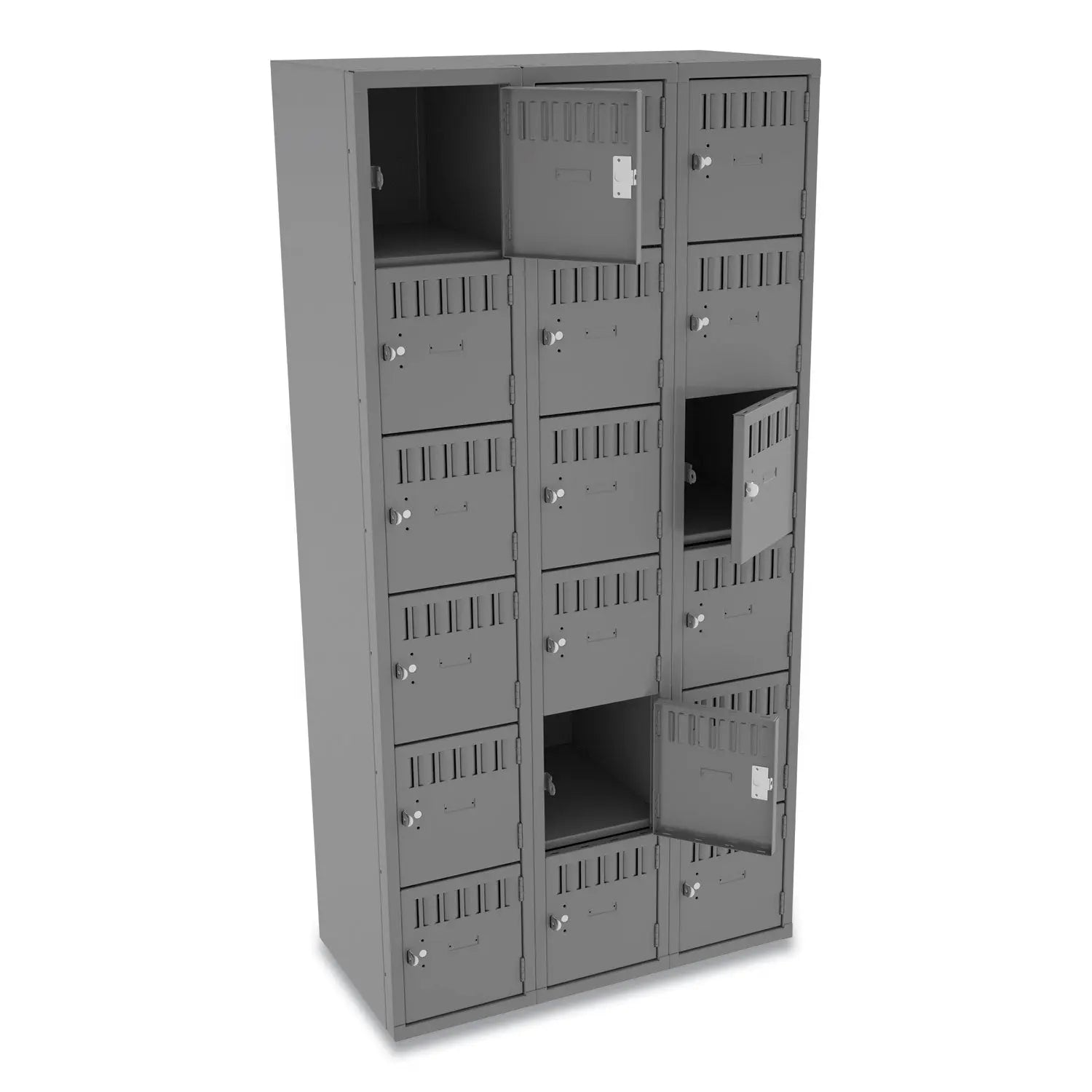 Box Compartments, Triple Stack, 36w x 18d x 72h, Medium Gray Tennsco Flipcost