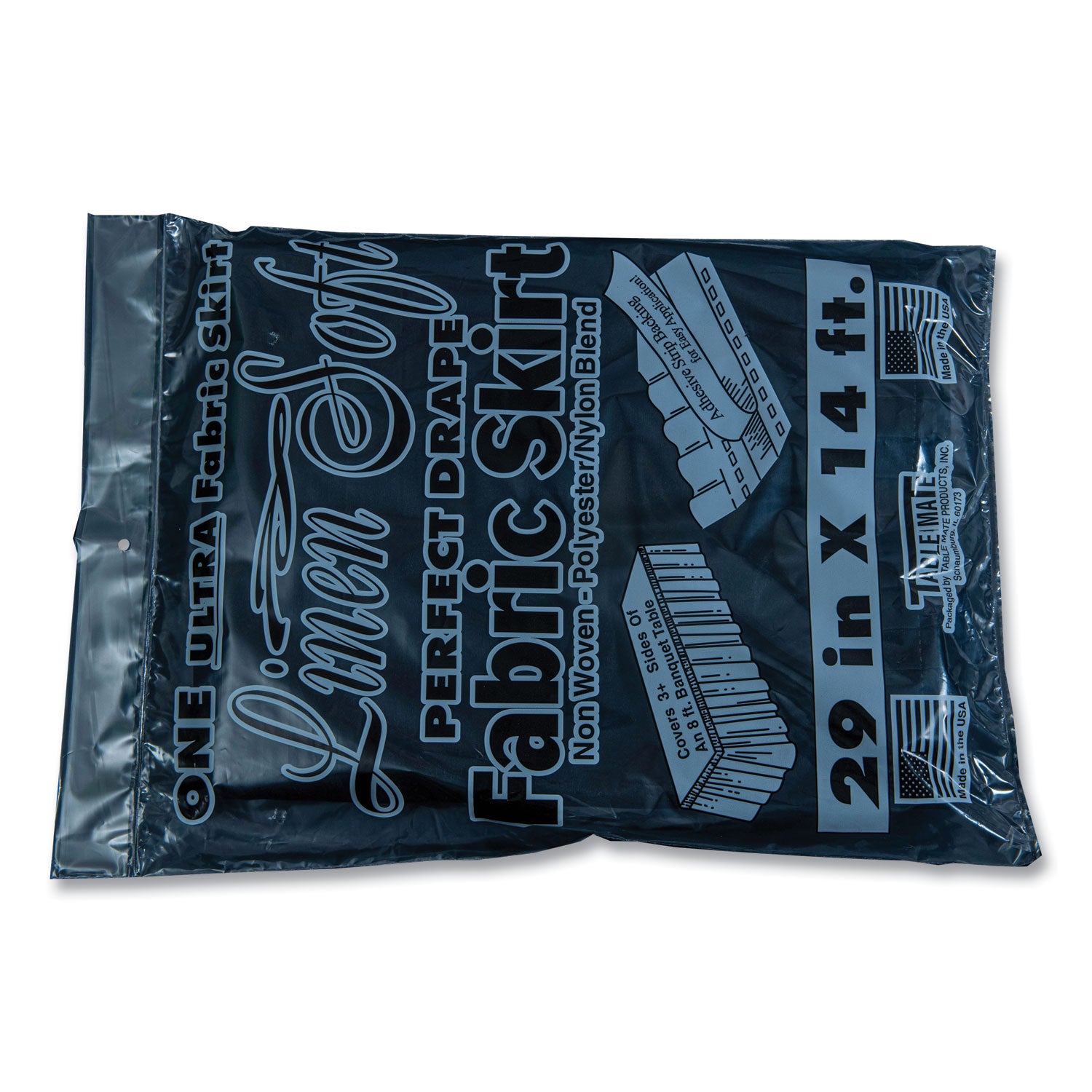 Tablemate® Table Set Linen-Like Table Skirting, Polyester, 29" X 14 Ft, Black