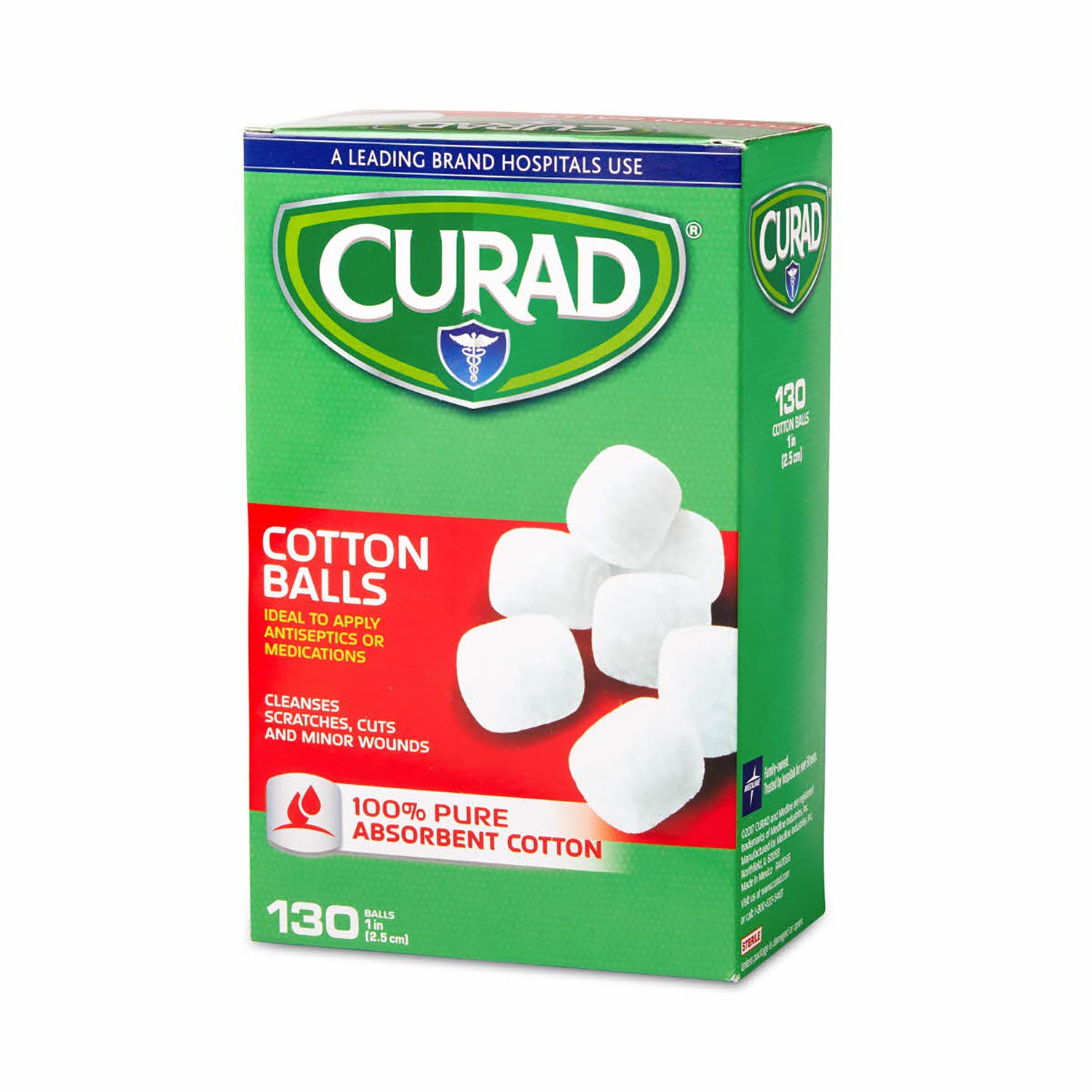 Curad® Sterile Cotton Balls, 1", 130/box