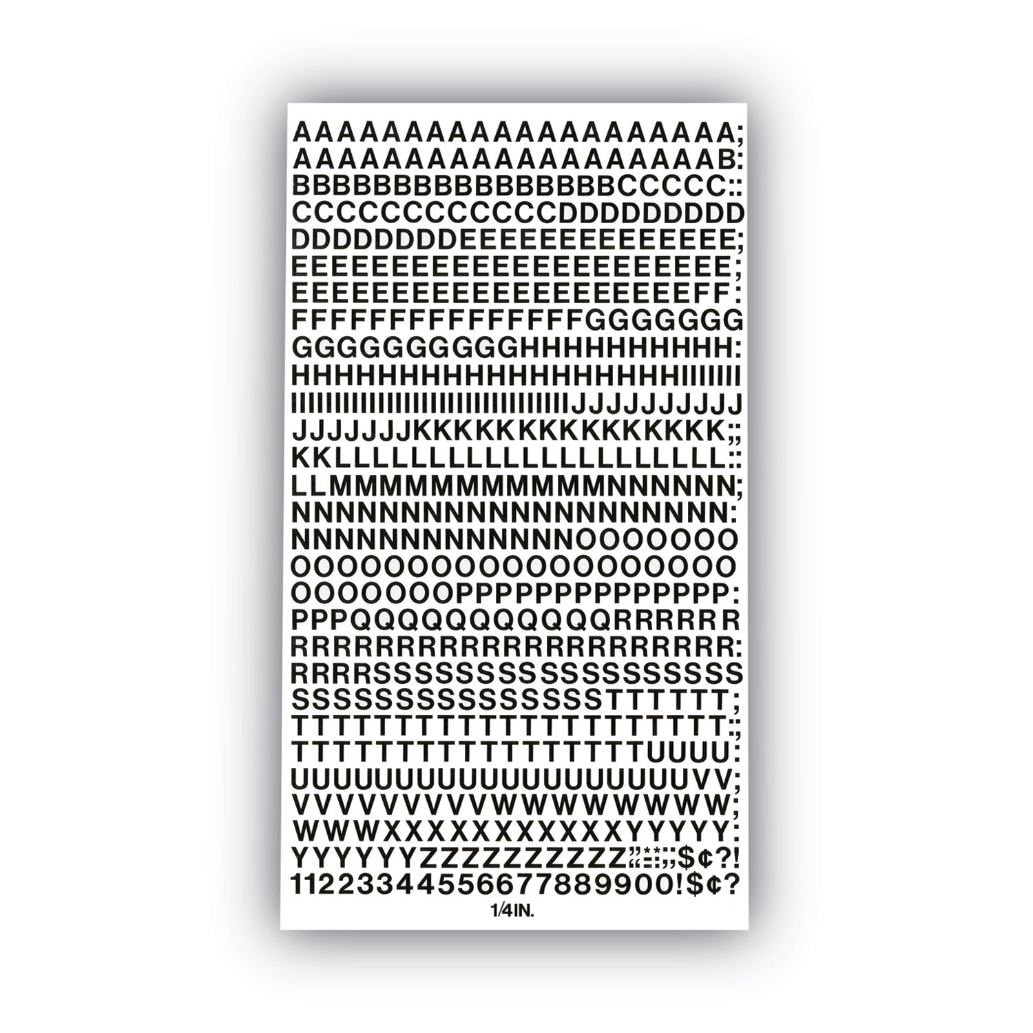 Chartpak® Press-On Vinyl Letters and Numbers, Self Adhesive, Black, 0.25"h, 610/Pack