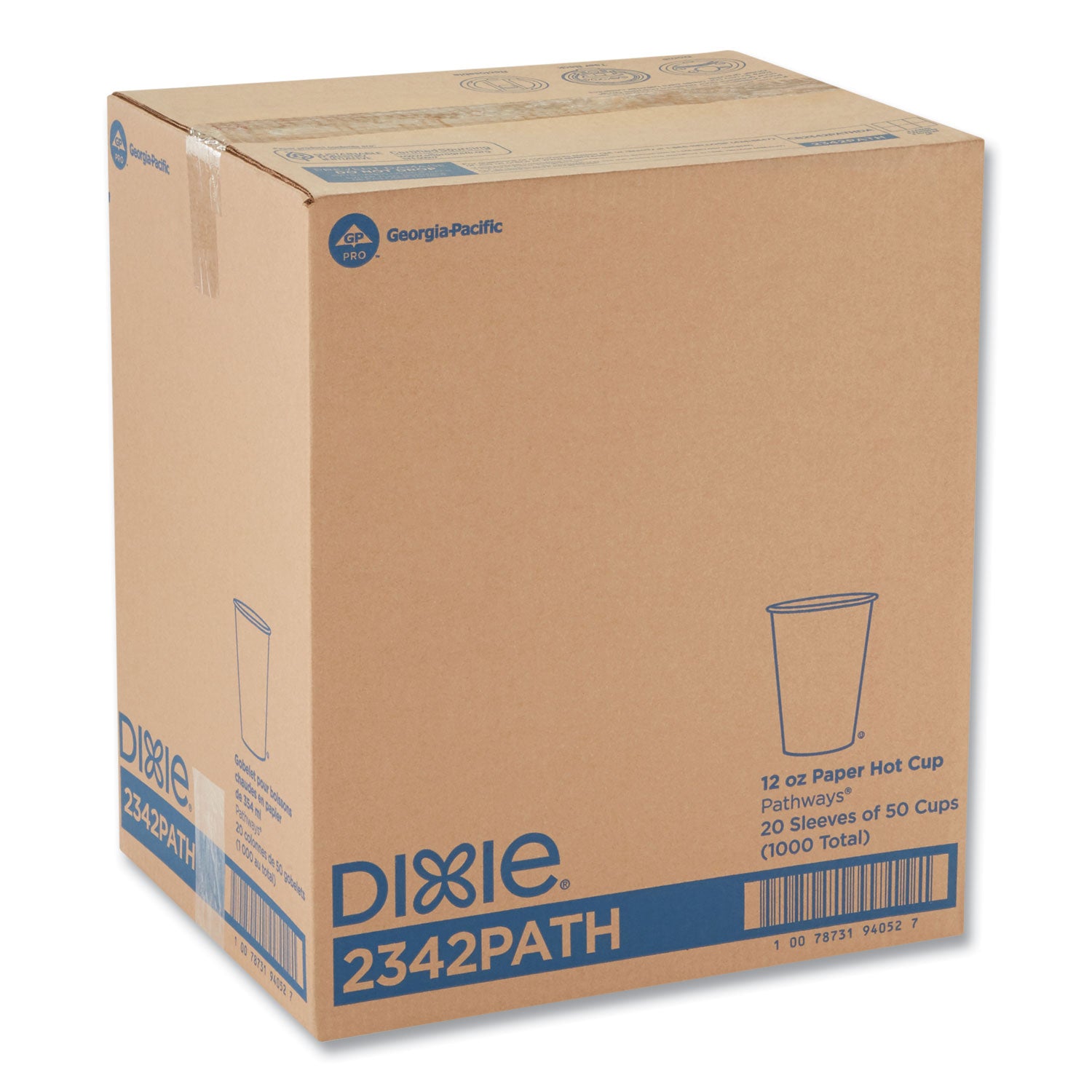 Dixie® Pathways Paper Hot Cups, 12 oz, White/Brown, 50/Pack