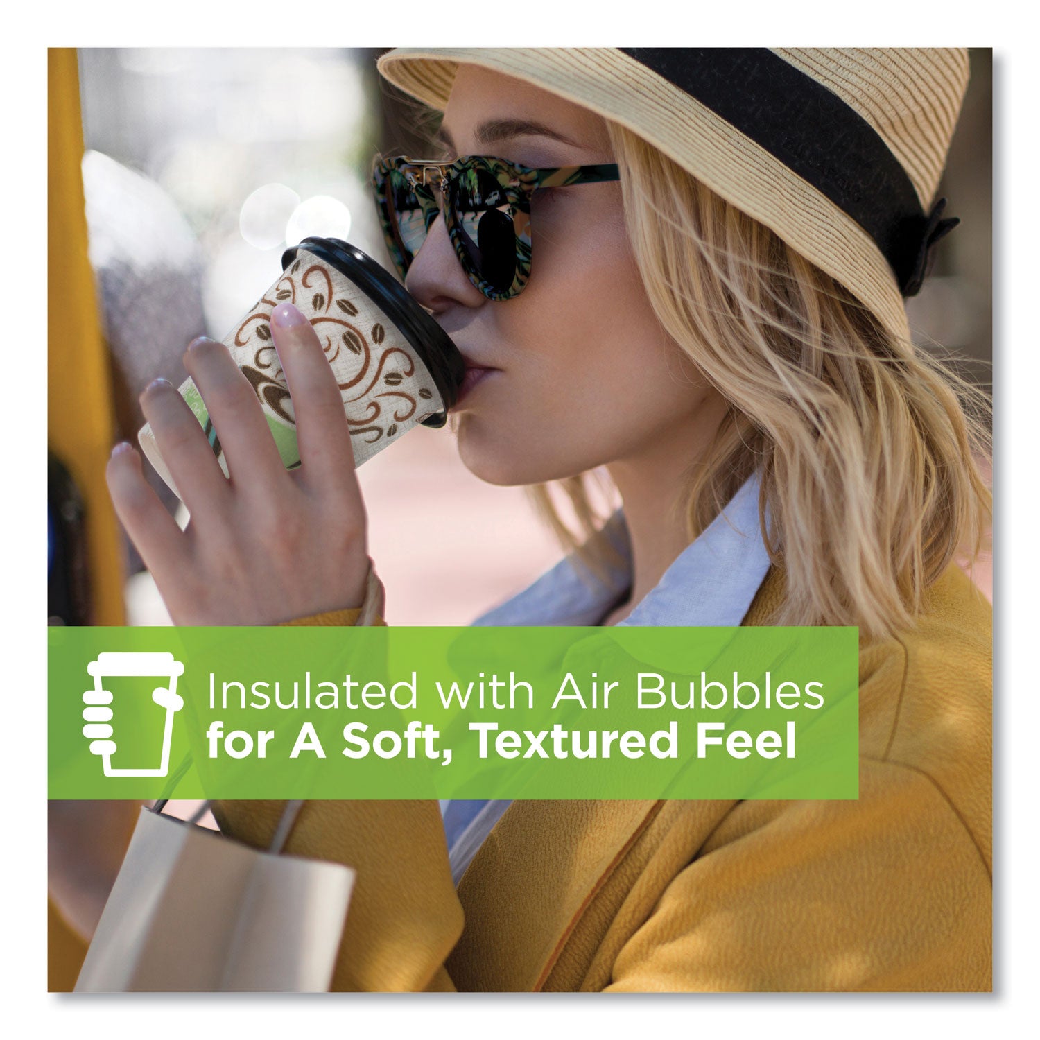 Dixie® Perfectouch Paper Hot Cups, 16 Oz, Coffee Haze Design, 50/sleeve, 20 Sleeves/carton