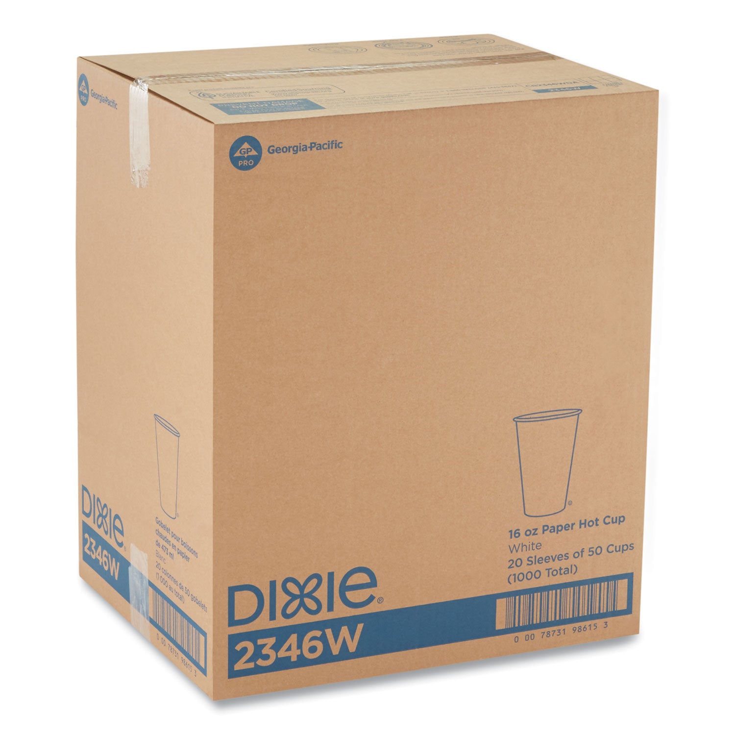 Dixie® Paper Hot Cups, 16 Oz, White, 50/sleeve, 20 Sleeves/carton