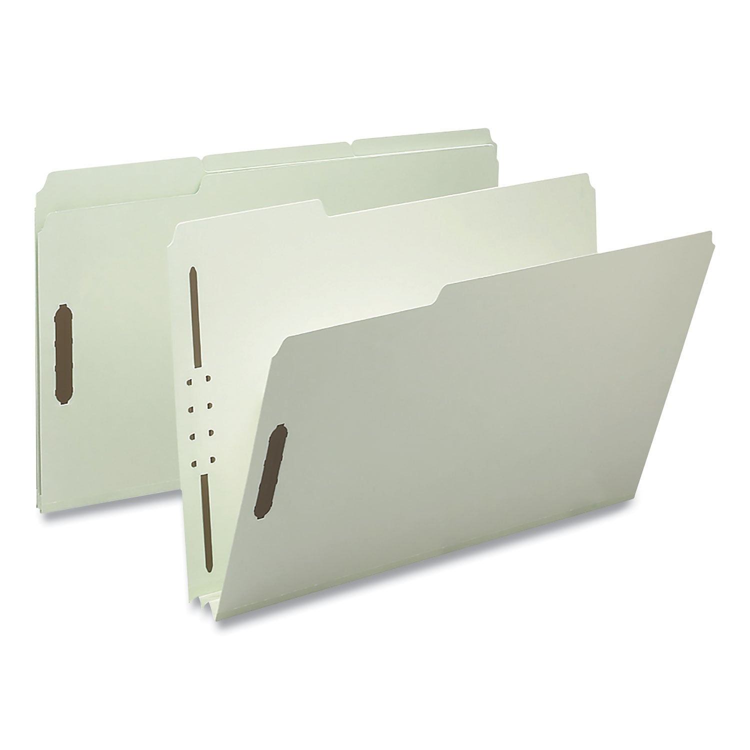 Smead Recycled Pressboard Fastener Folders, 3" Expansion, 2 Fasteners, Legal Size, Gray-Green Exterior, 25/Box