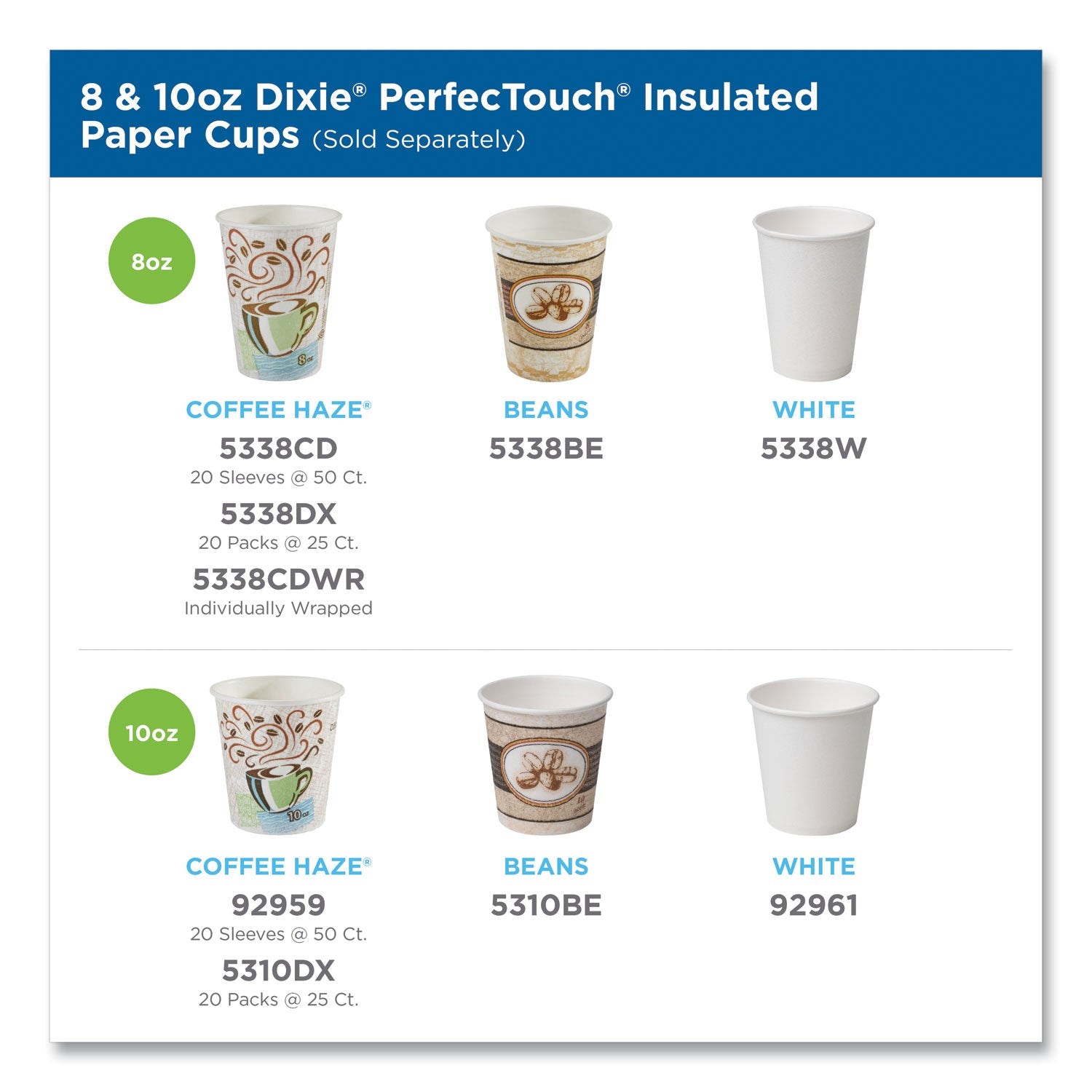 Dixie® Perfectouch Paper Hot Cups, 8 Oz, Coffee Haze Design, 50/sleeve, 20 Sleeves/carton
