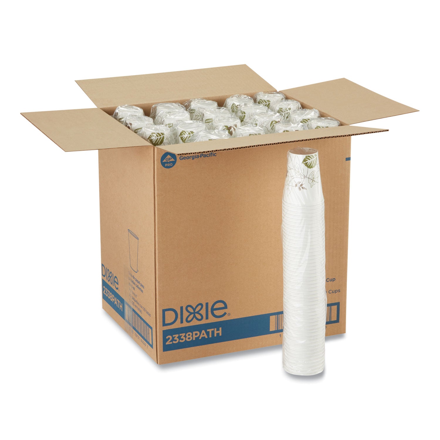 Dixie® Pathways Paper Hot Cups, 8 oz, White/Brown, 50/Sleeve, 20 Sleeves/Carton